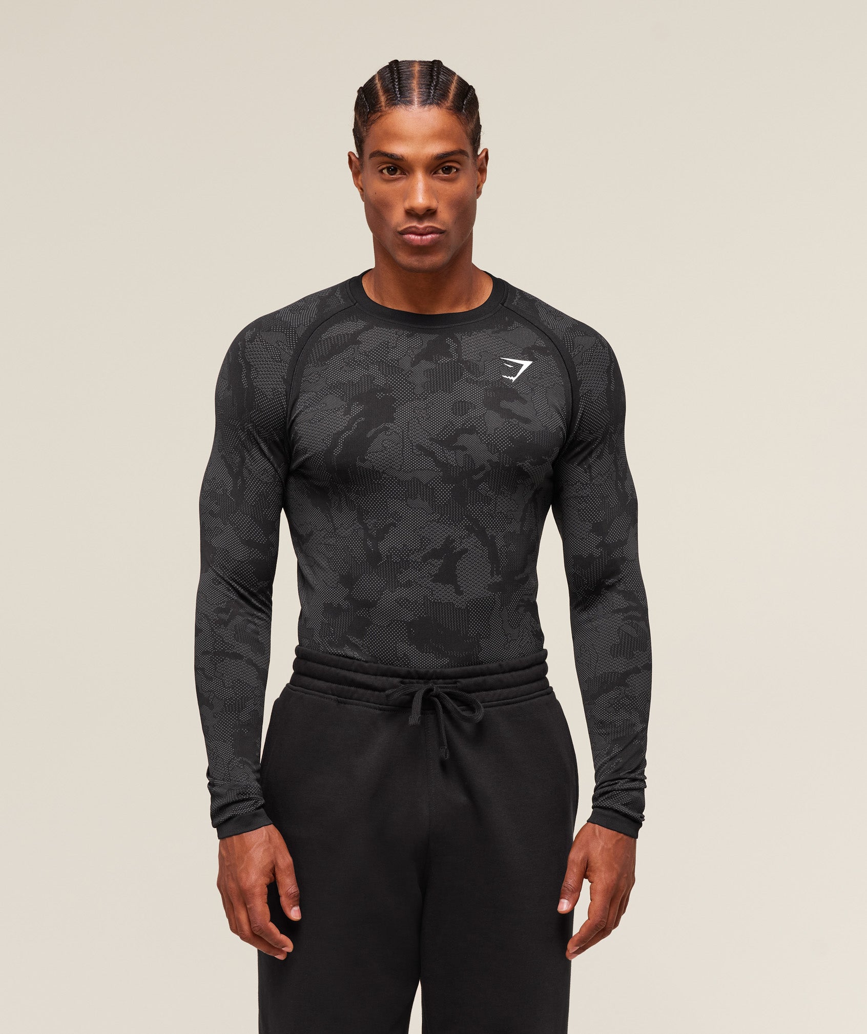 Gymshark Geo Seamless Long Sleeve T-Shirt Black