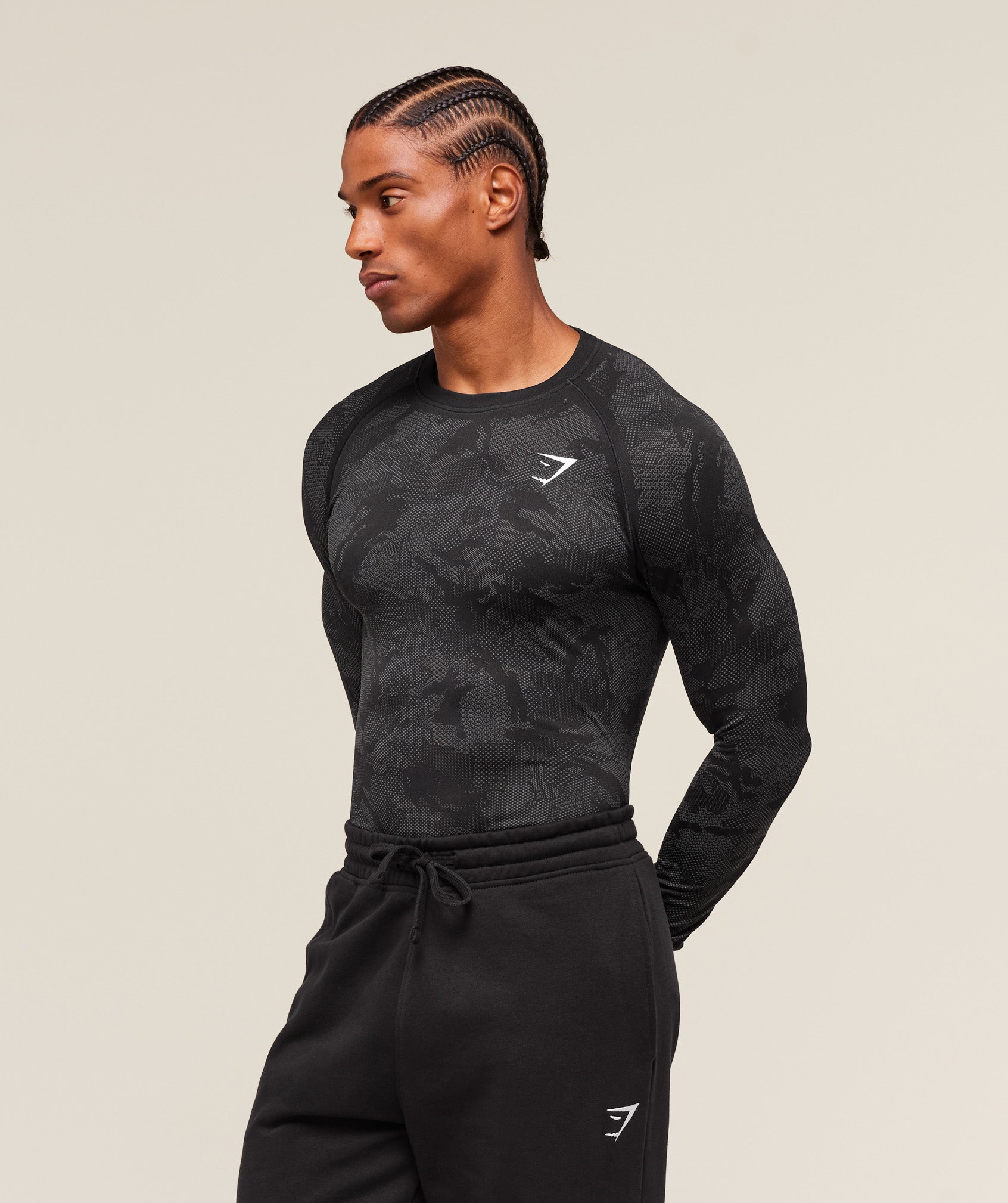 Gymshark Geo Seamless Long Sleeve T-Shirt Black