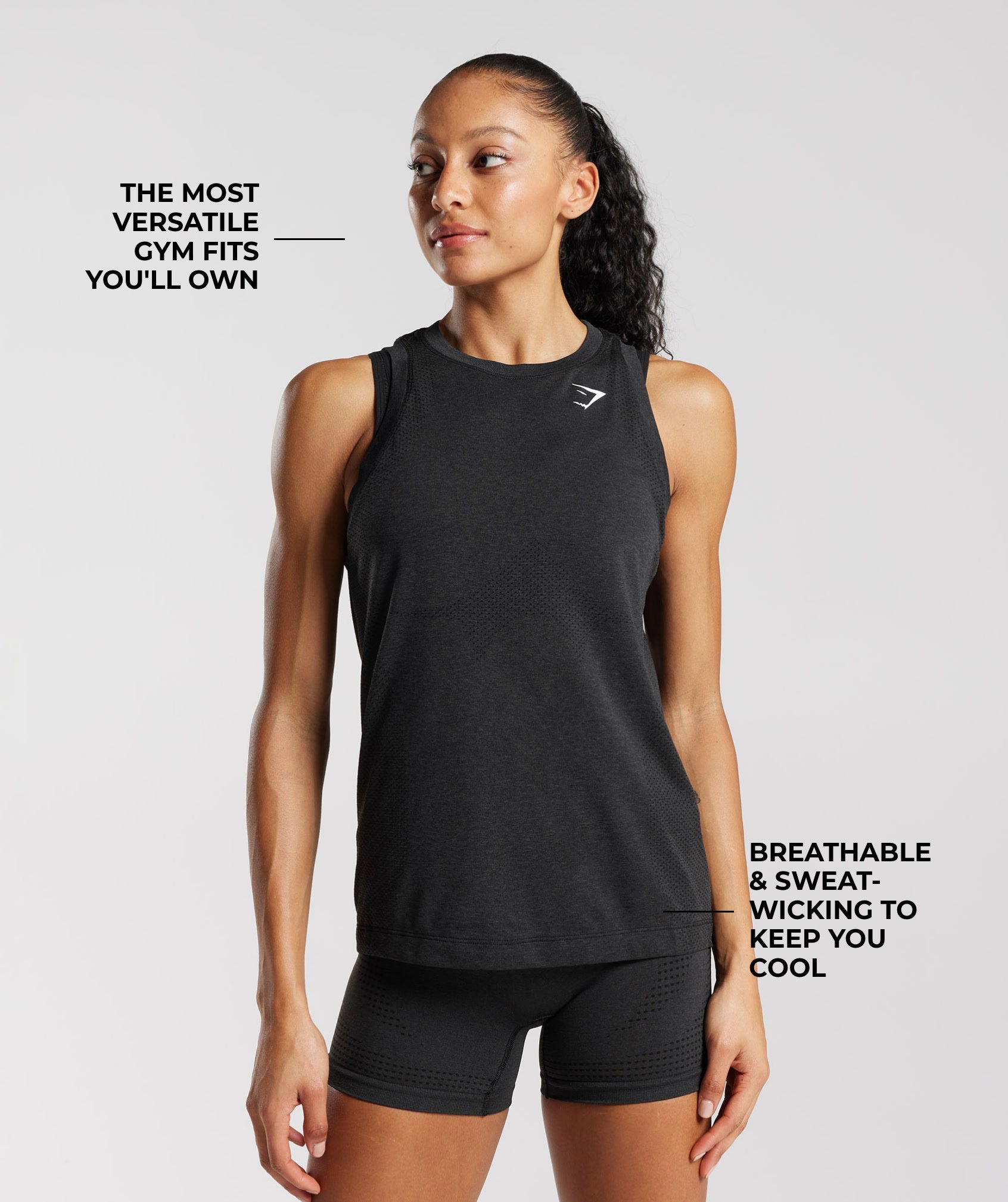 Women's Gymshark Vital Light Tank Black Marl