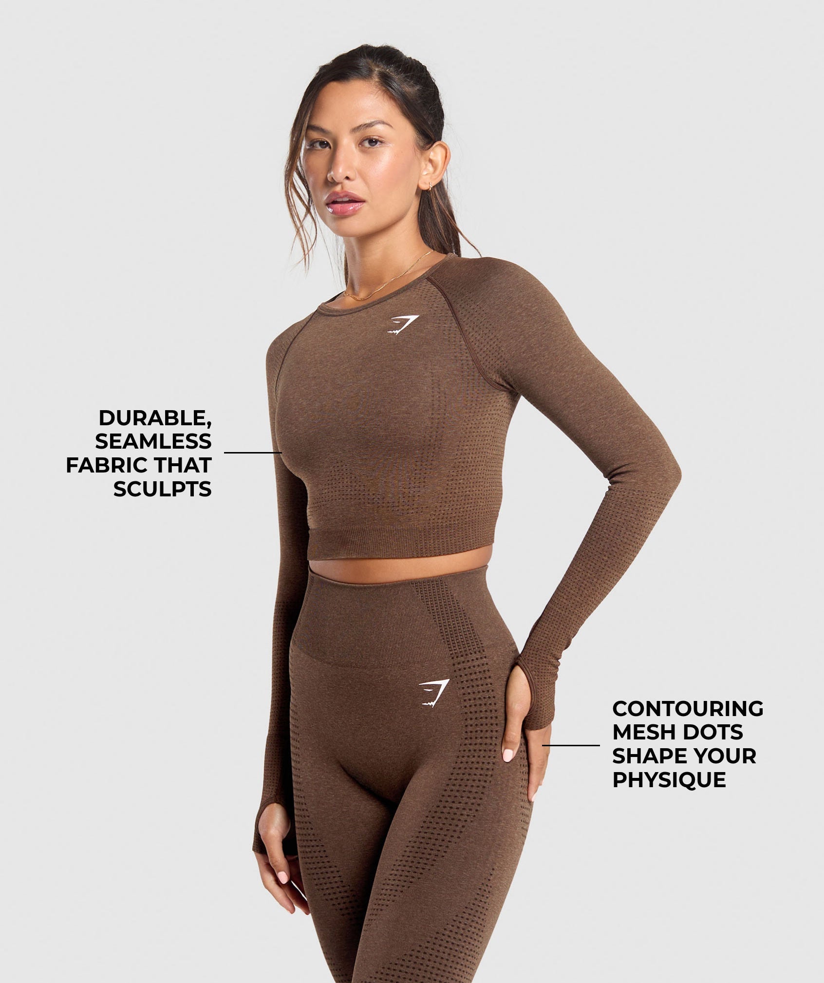 Women's Gymshark Vital Crop Top Espresso Marl