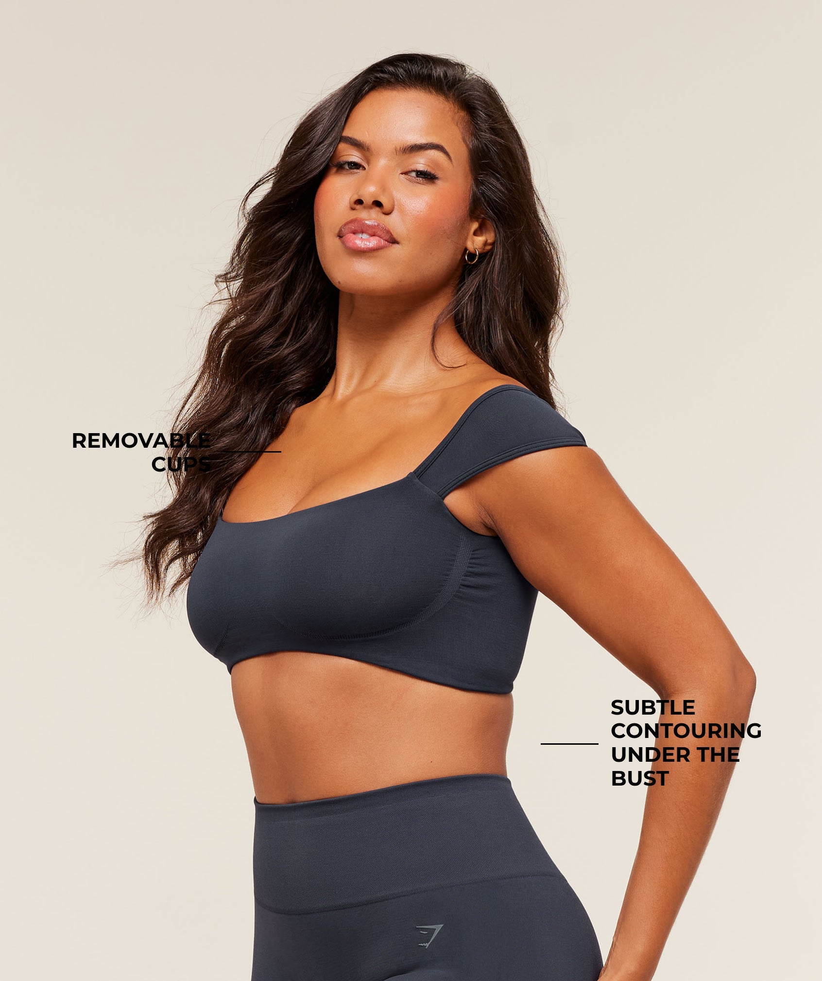 Women's Gymshark Soft Sculpt Cap Sleeve Bralette Heavy Blue