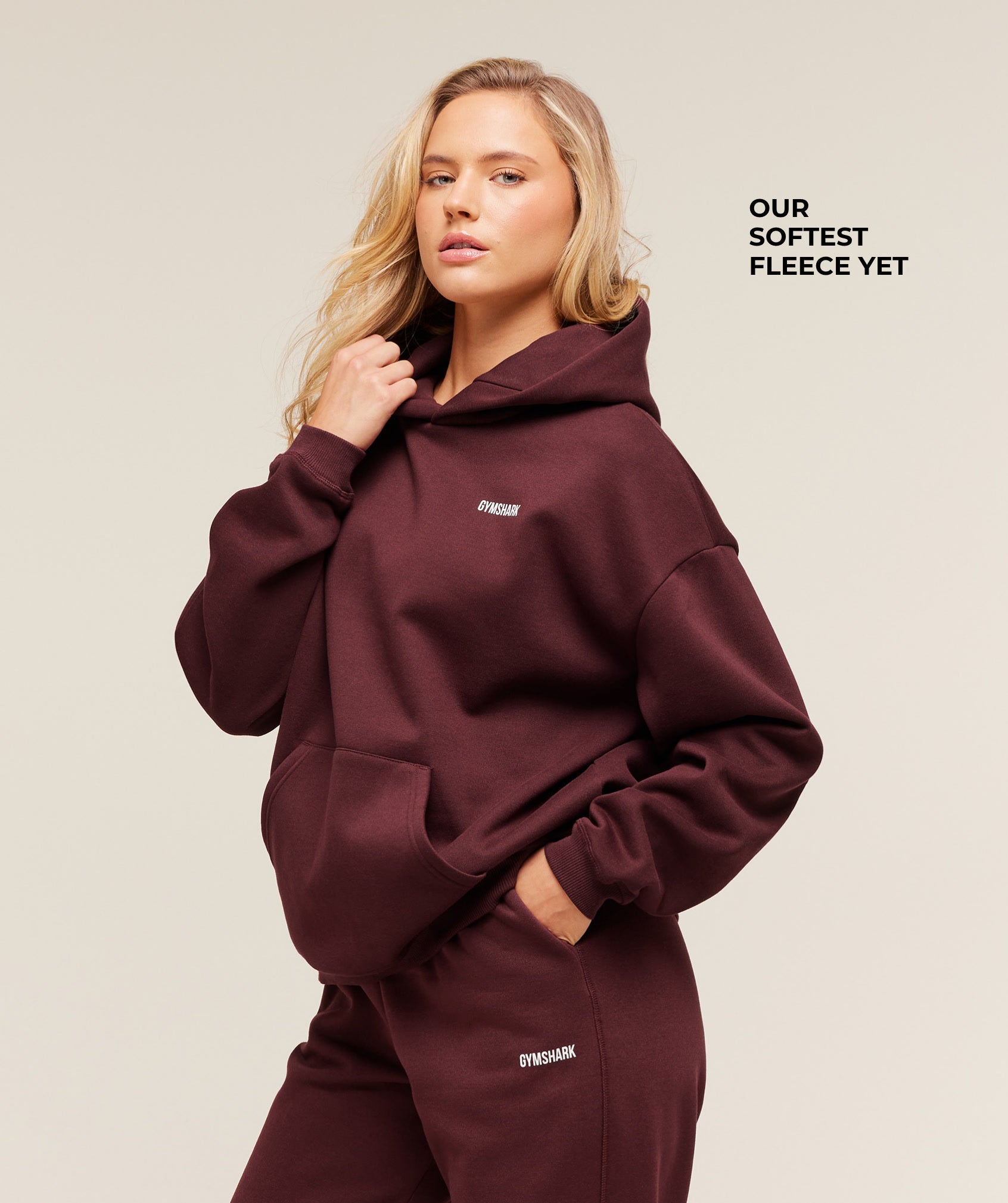 Women's Gymshark Cosy Luxe Hoodie Rich Maroon