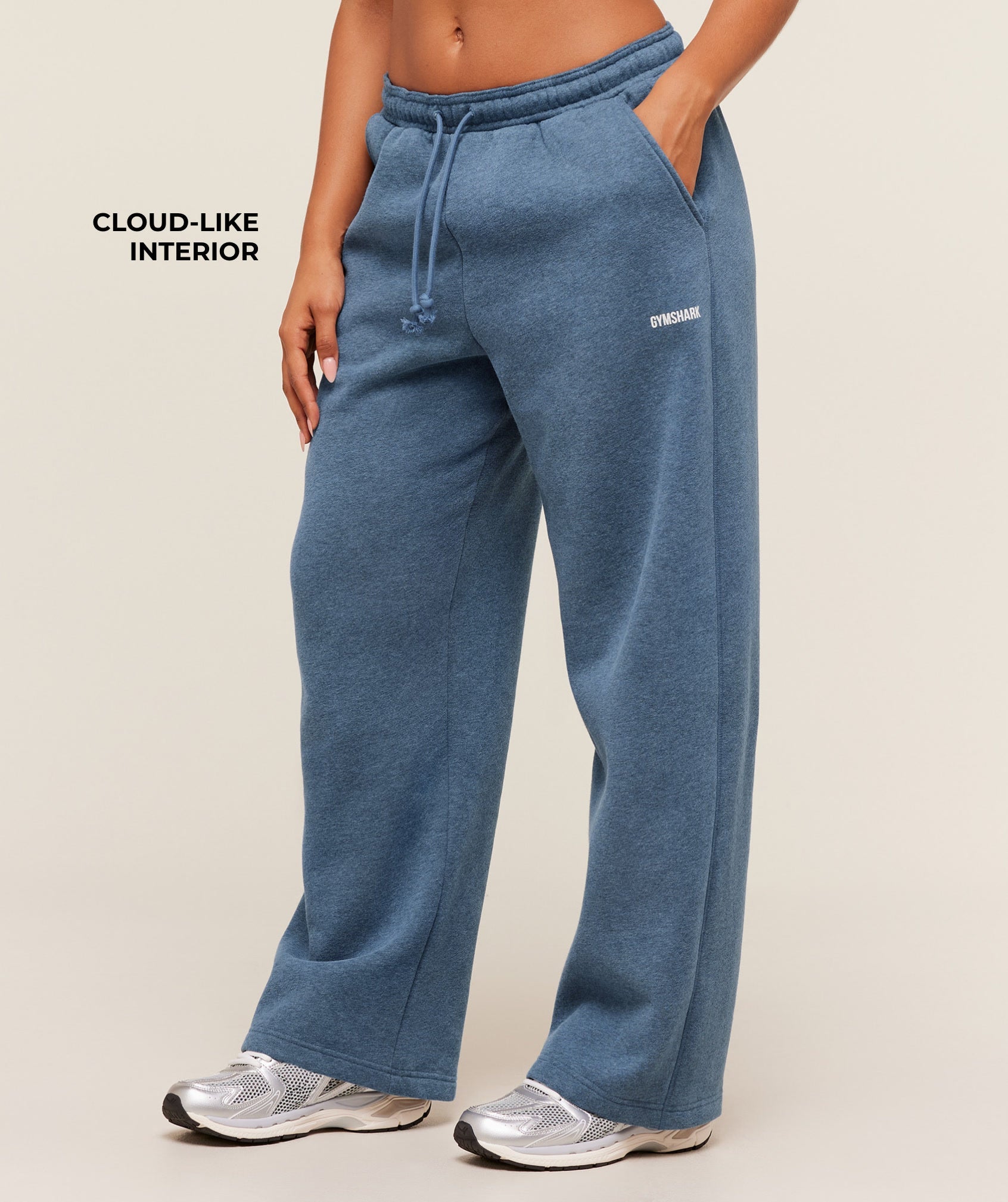 Women's Gymshark Cosy Luxe Straight Leg Regular Joggers Compound Blue Marl