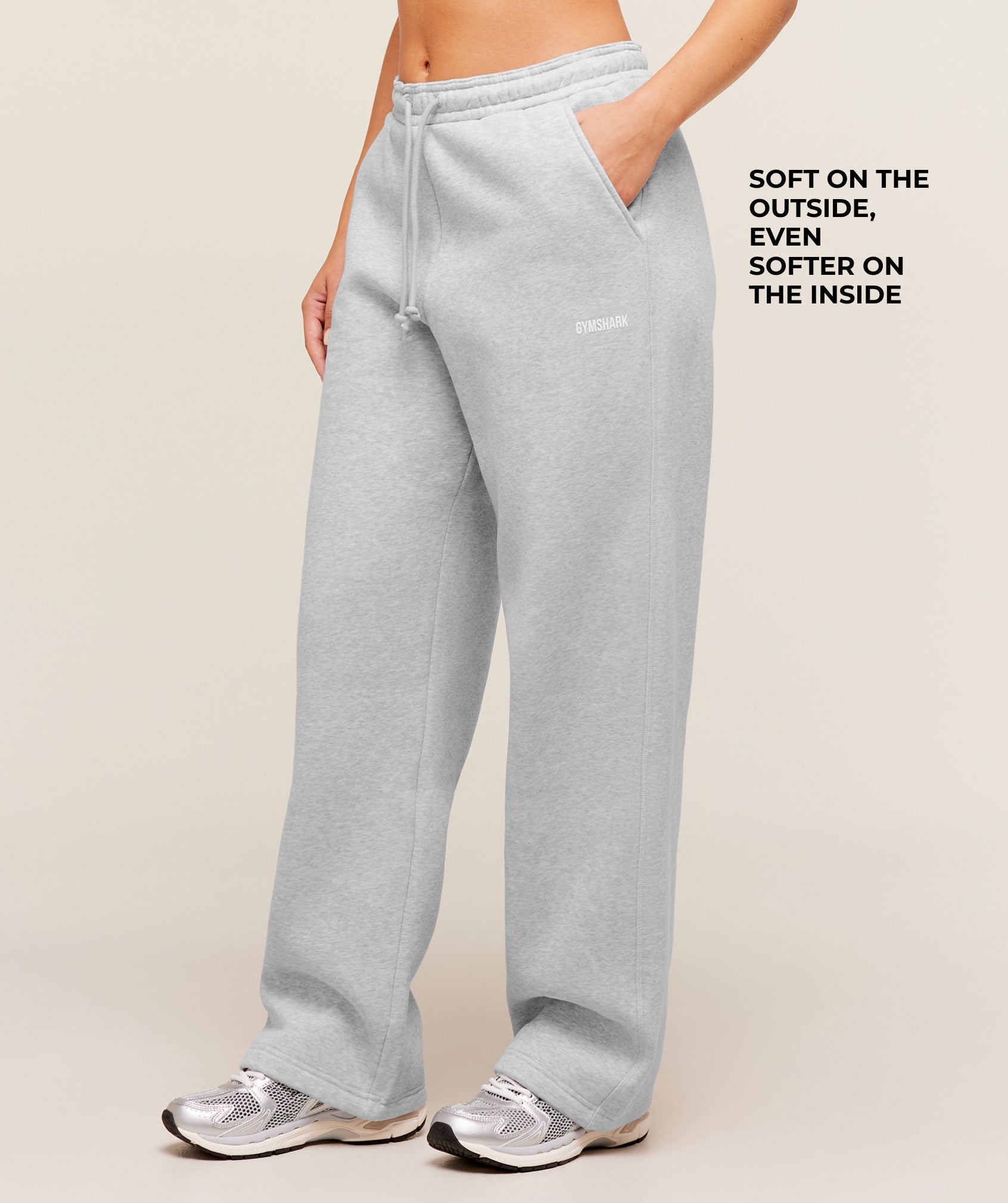 Women's Gymshark Cosy Luxe Straight Leg Regular Joggers Soft Grey Marl