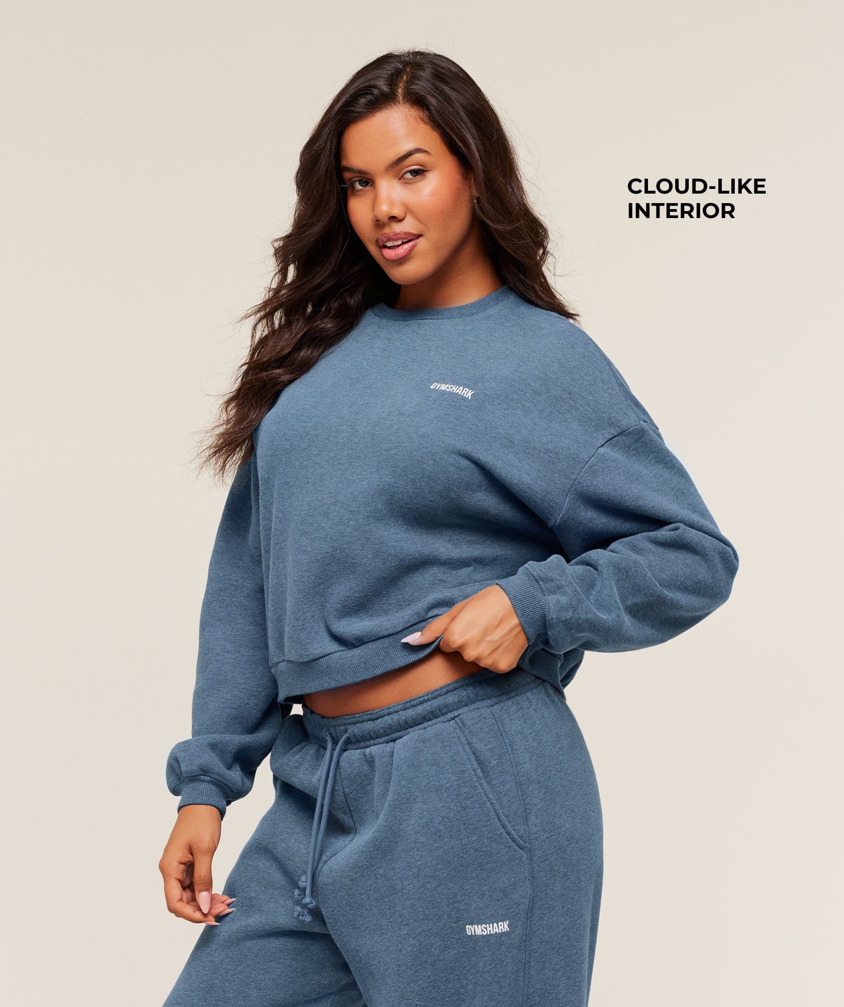 Women's Gymshark Cosy Luxe Sweatshirt Compound Blue Marl