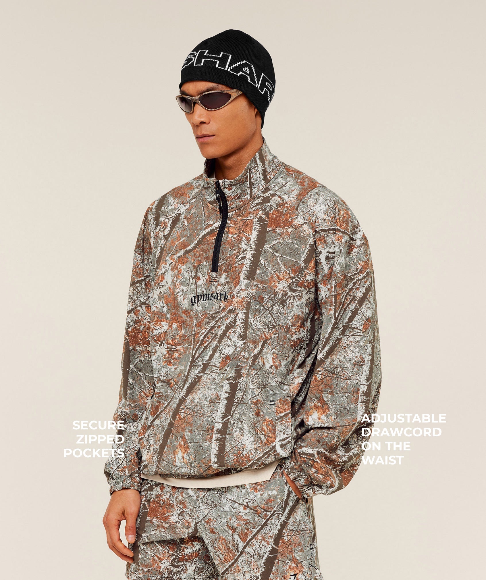 Gymshark Tactical Shell 1/4 Zip Linen Brown