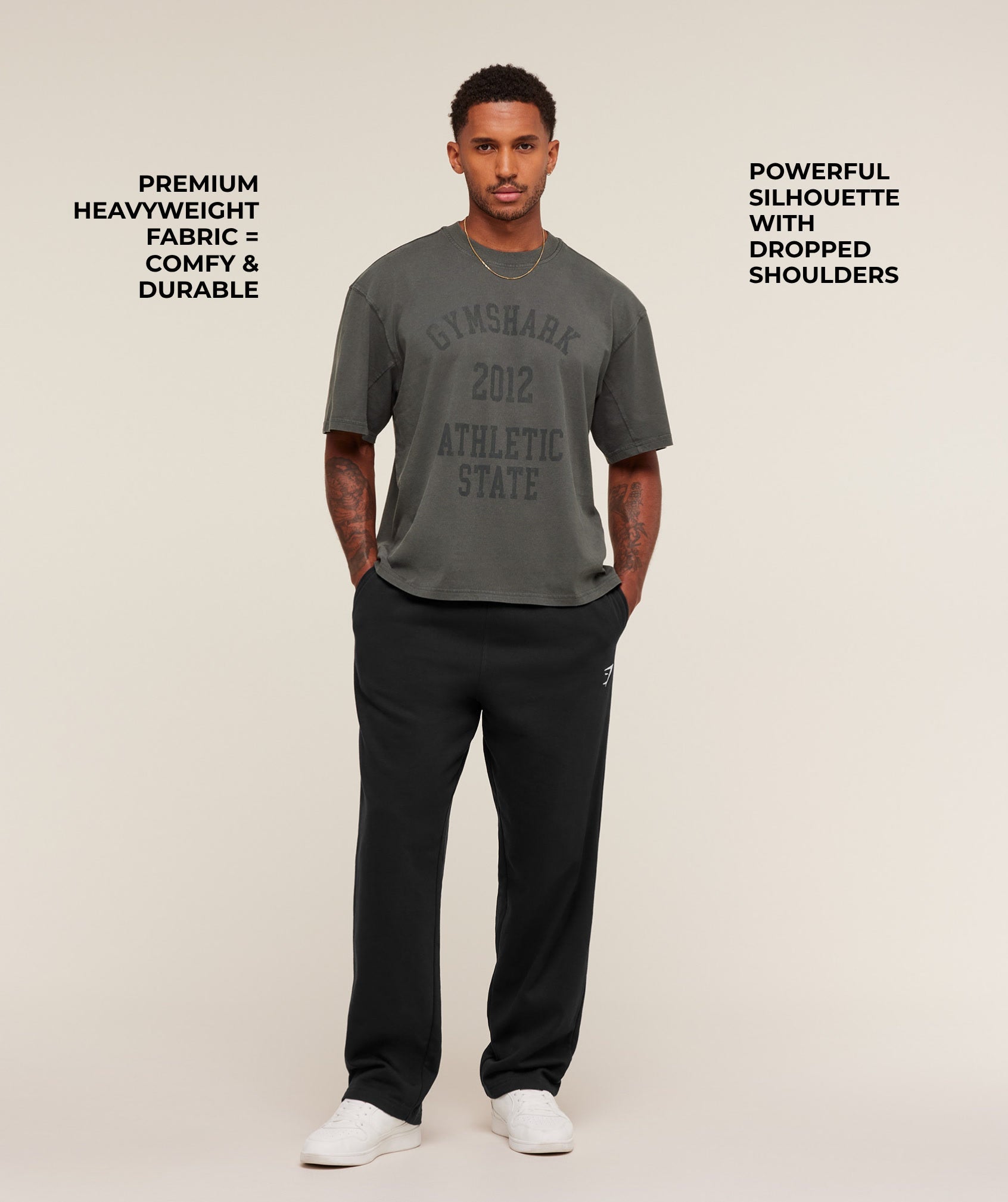 Gymshark Collegiate Washed T-Shirt Asphalt Grey