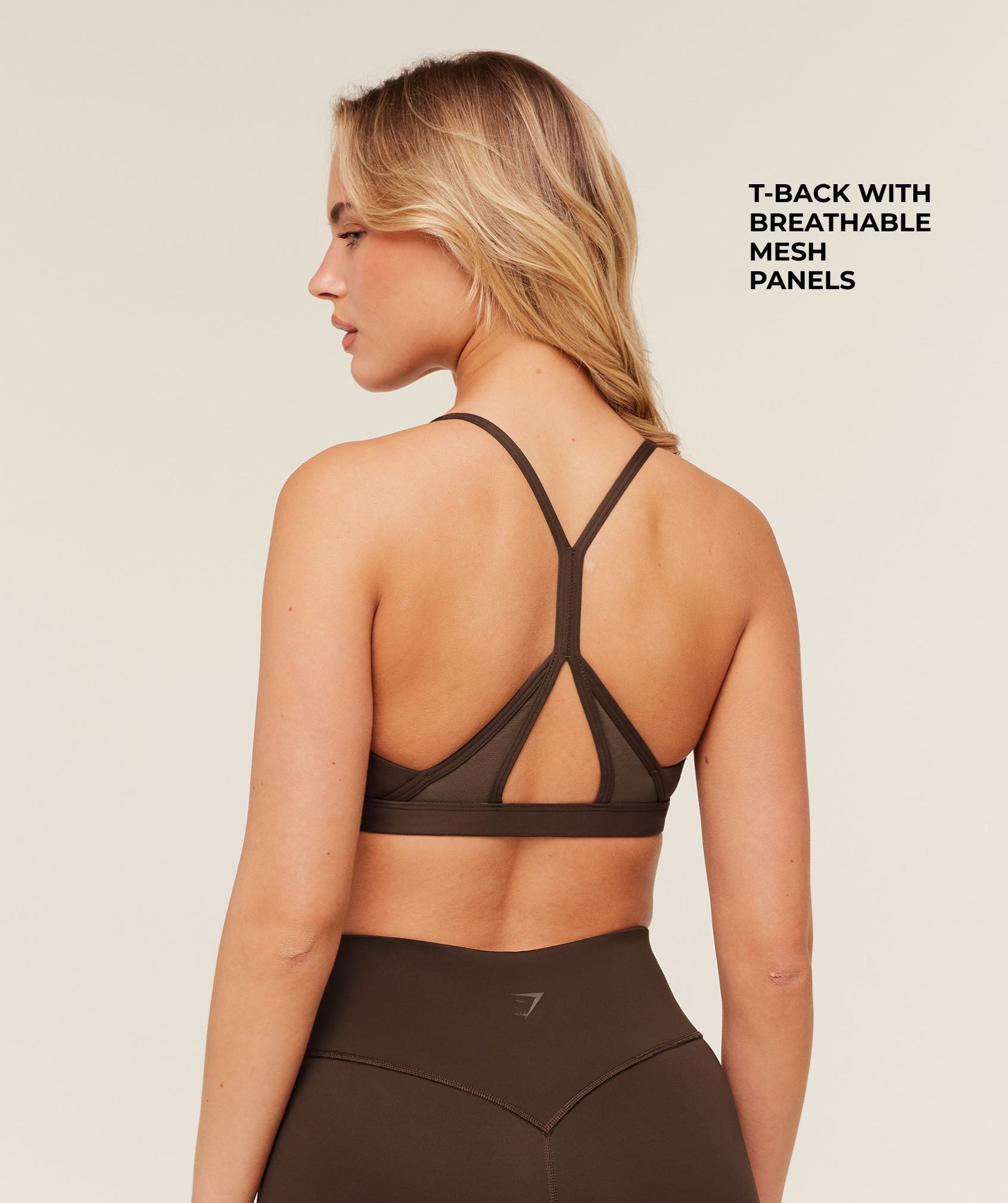 Women's Gymshark Flow Light Support Sports Bra Archive Brown