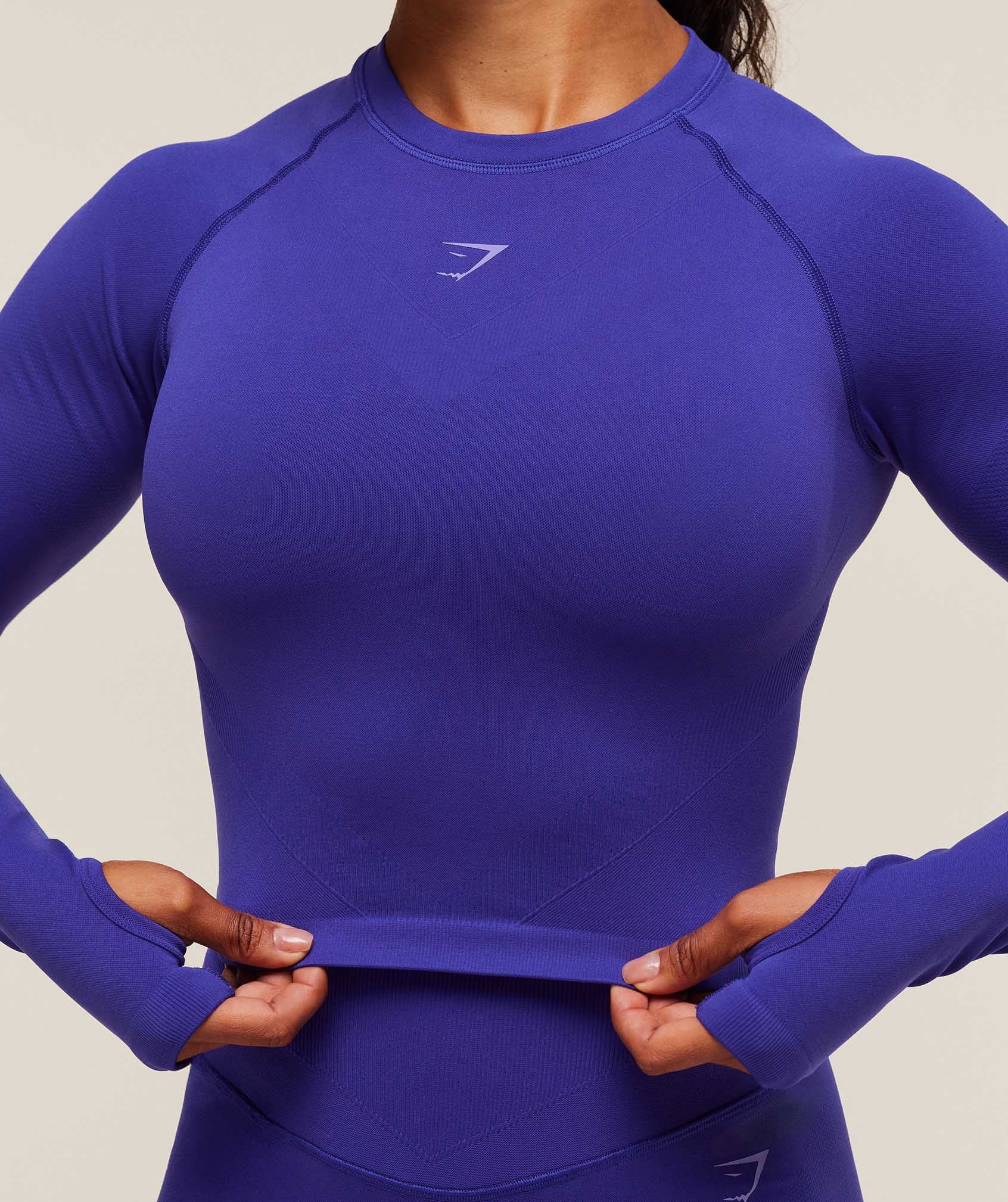 Women's Gymshark Activate Long Sleeve Crop Top Cobalt Purple