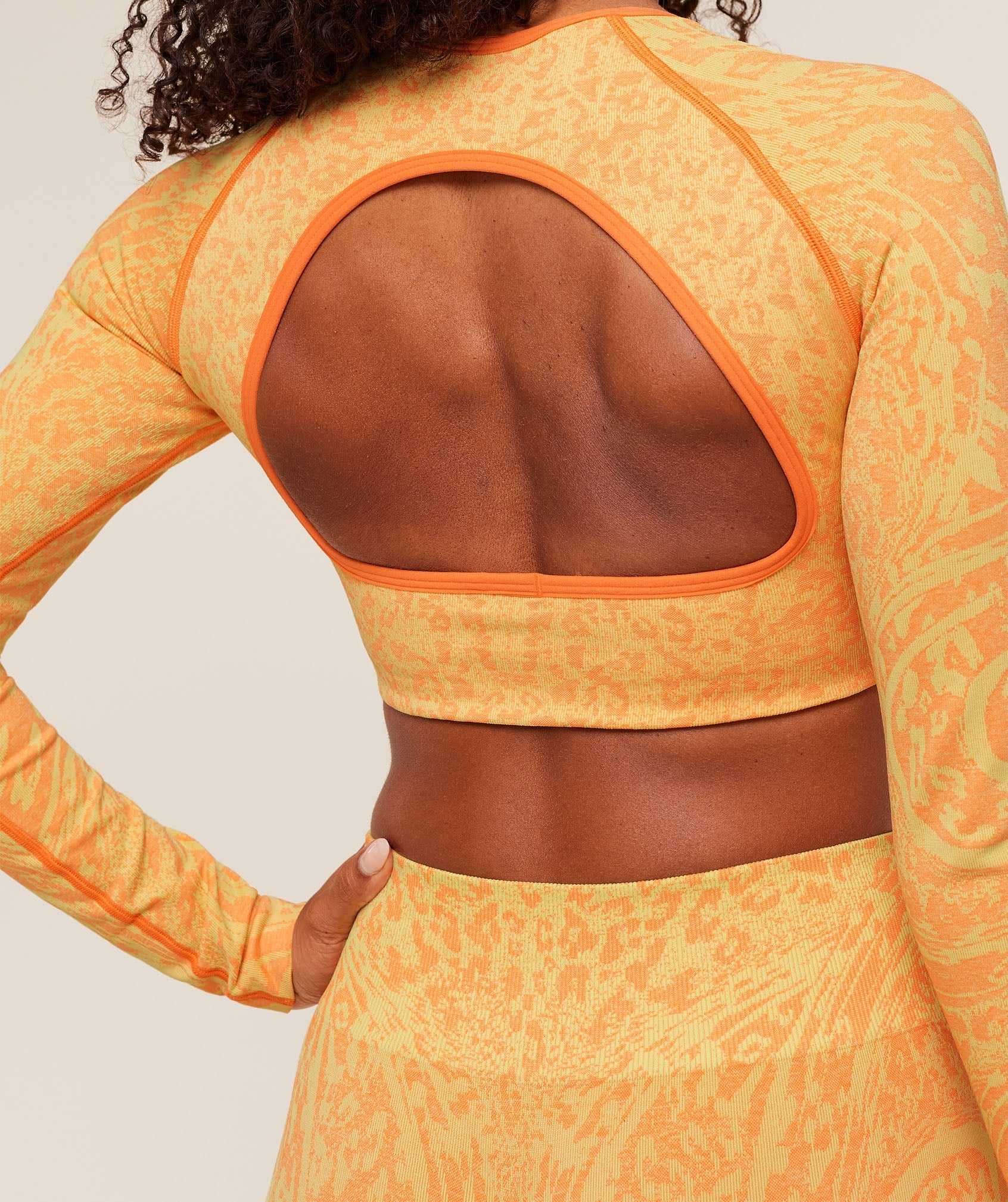 Women's Gymshark Adapt Animal X Whitney Long Sleeve Crop Top Sorbet Yellow