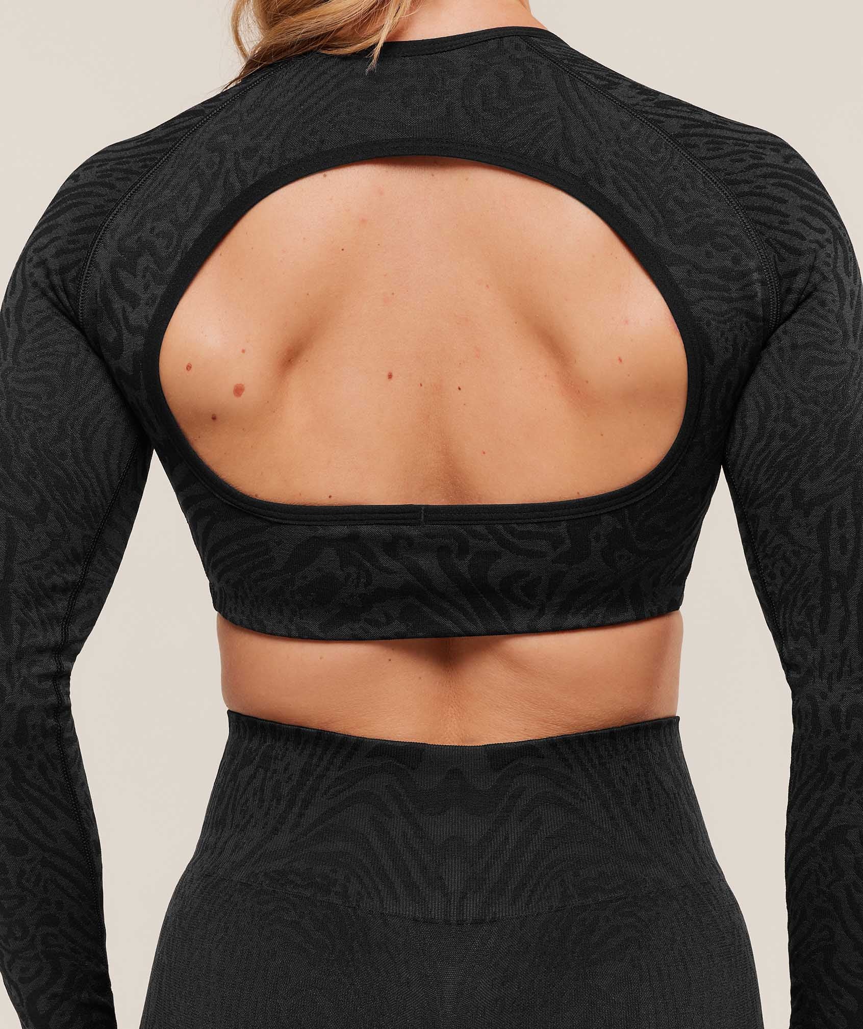 Women's Gymshark Adapt Animal Long Sleeve Crop Top Black