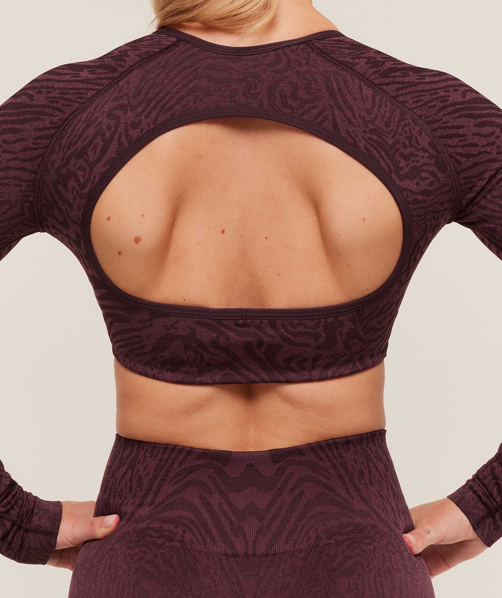 Women's Gymshark Adapt Animal Long Sleeve Crop Top Cherry Purple
