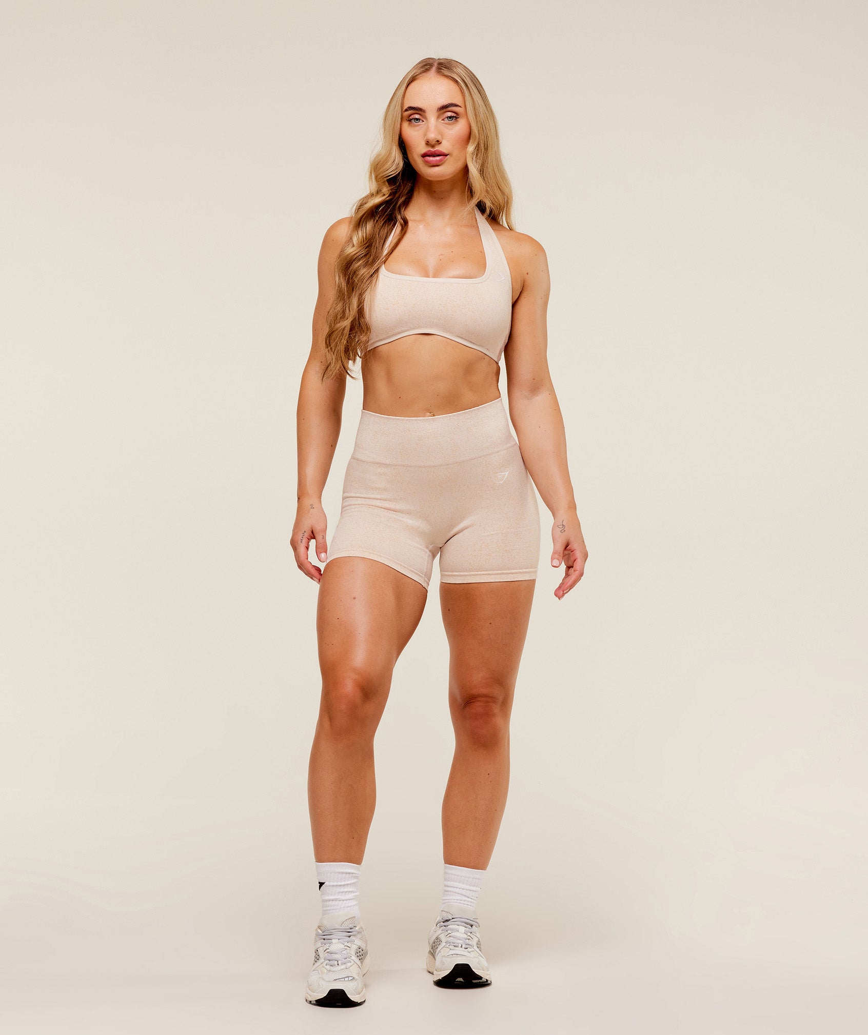 Women's Gymshark Adapt Fleck Seamless Shorts Coconut White