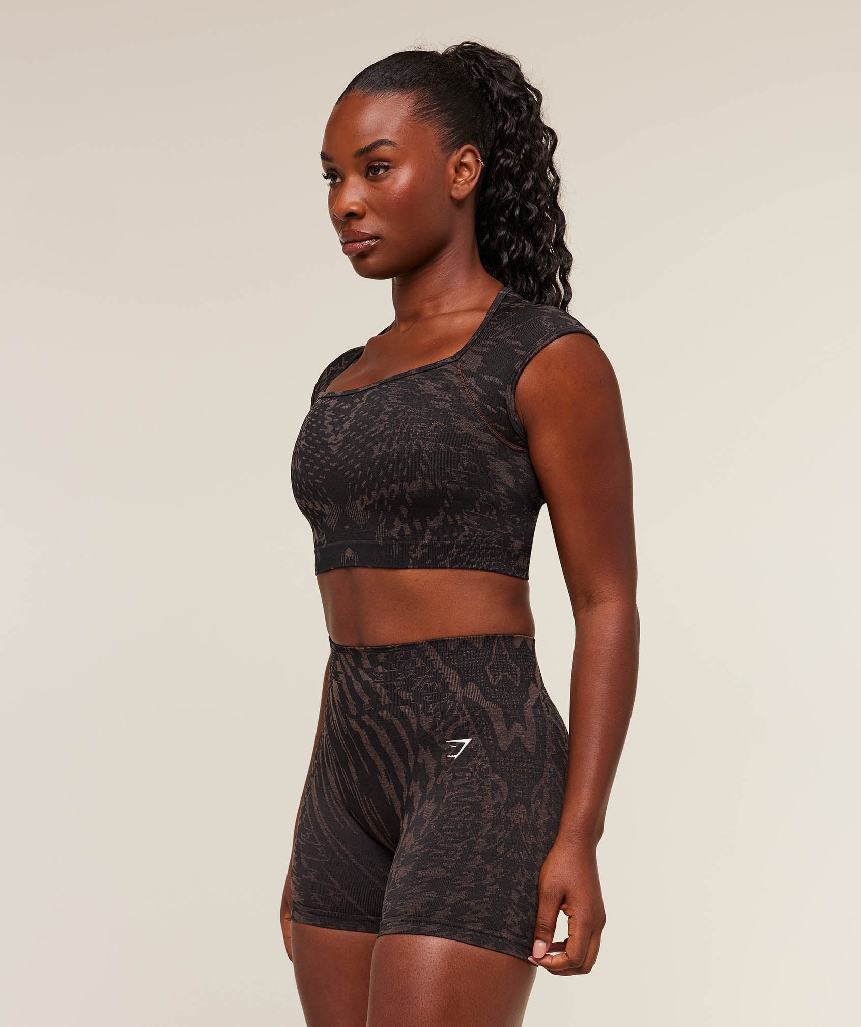 Women's Gymshark Adapt Houndstooth Midi Top Black