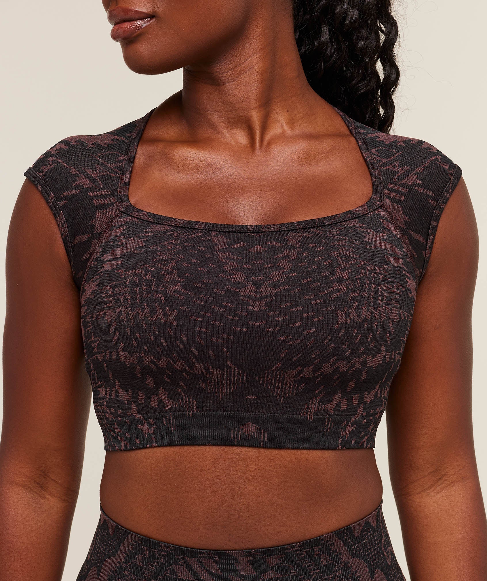 Women's Gymshark Adapt Houndstooth Midi Top Black