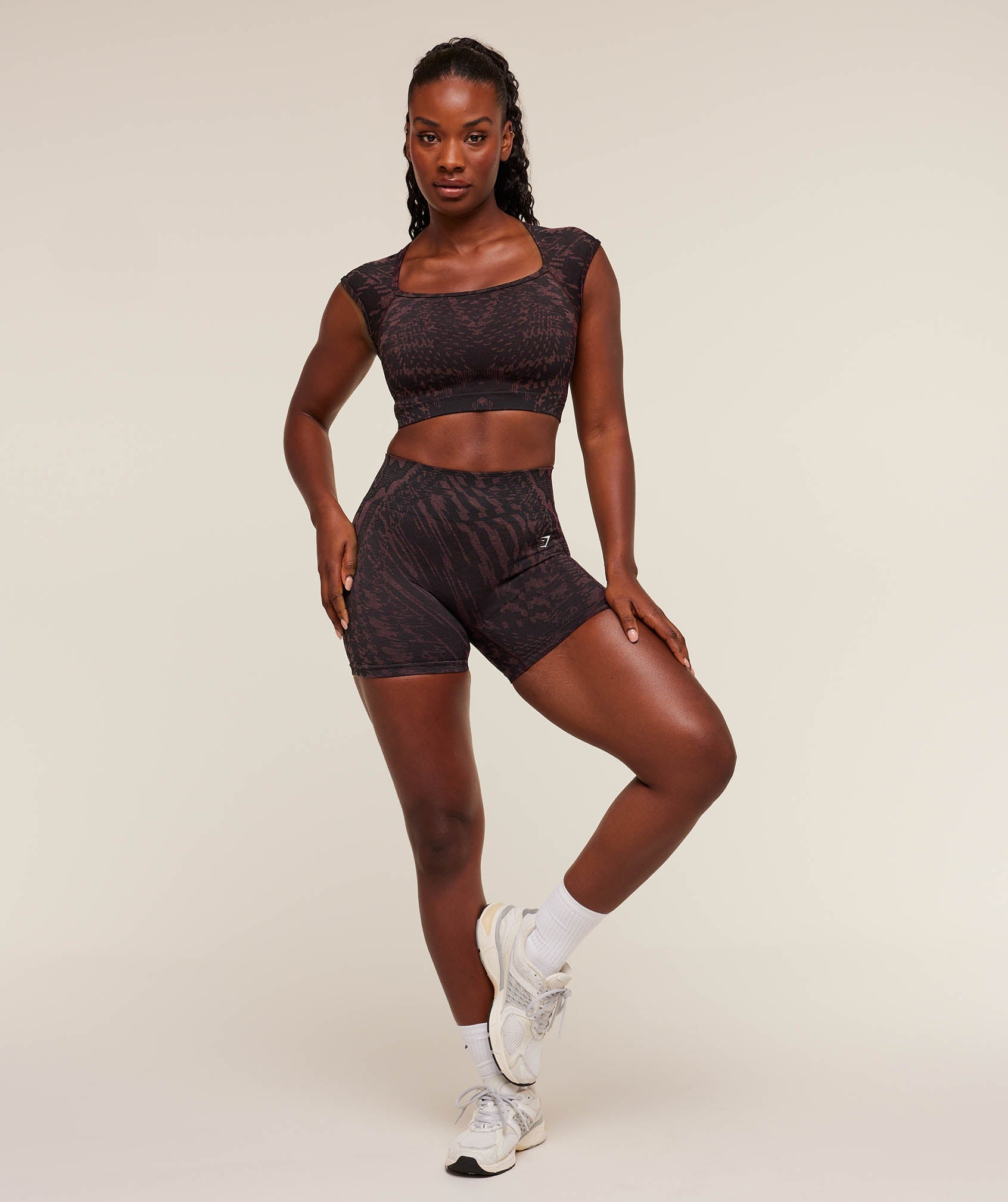 Women's Gymshark Adapt Houndstooth Shorts Black