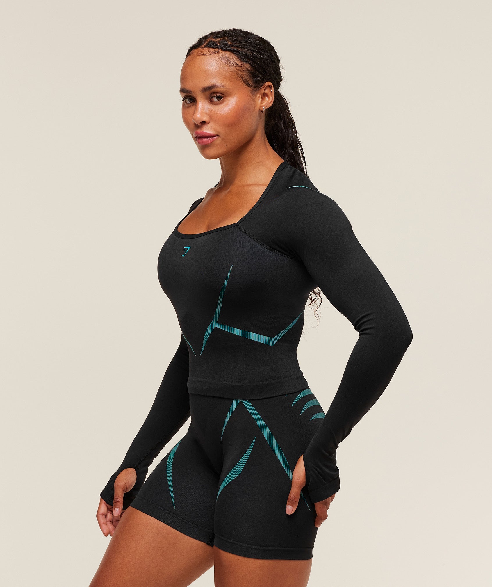 Women's Gymshark Apex Lift Seamless Long Sleeve Crop Top Black