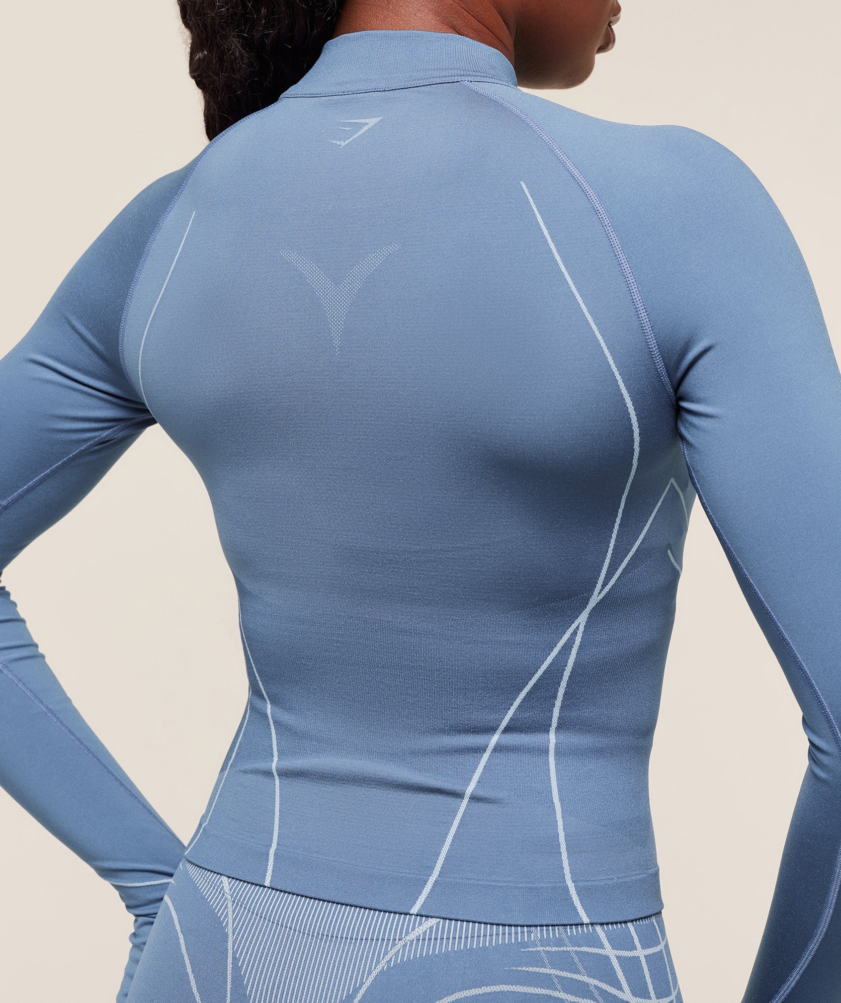 Women's Gymshark Apex Seamless 1/4 Zip Pullover Worn Blue