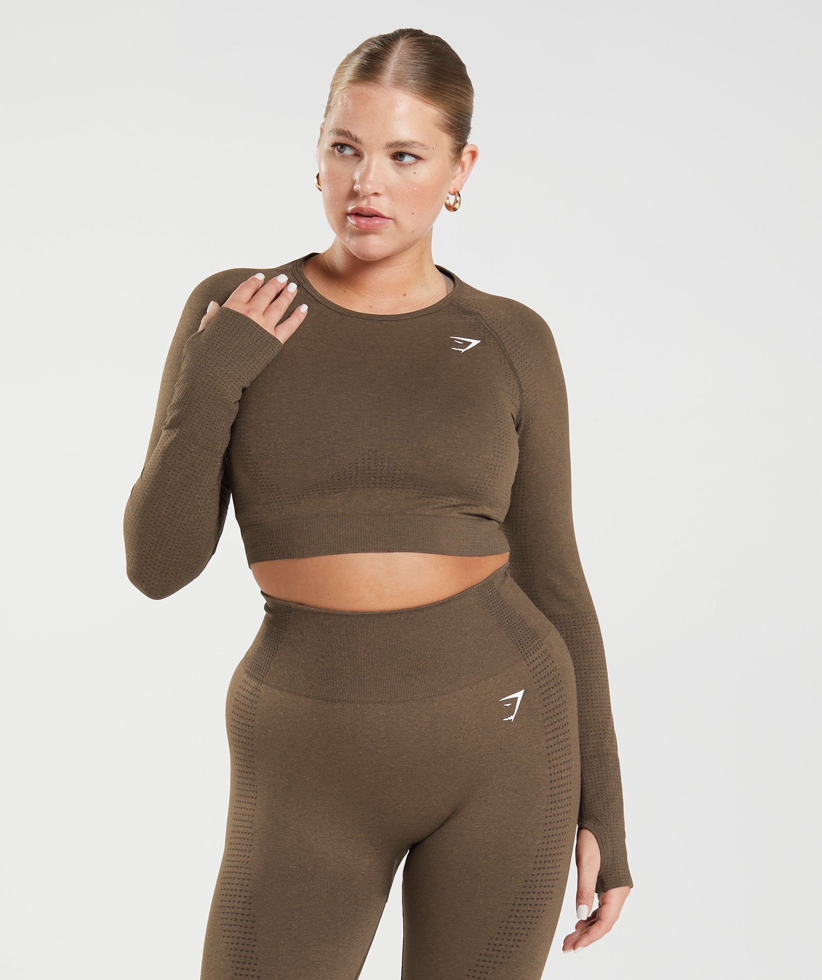 Women's Gymshark Vital Crop Top Espresso Marl