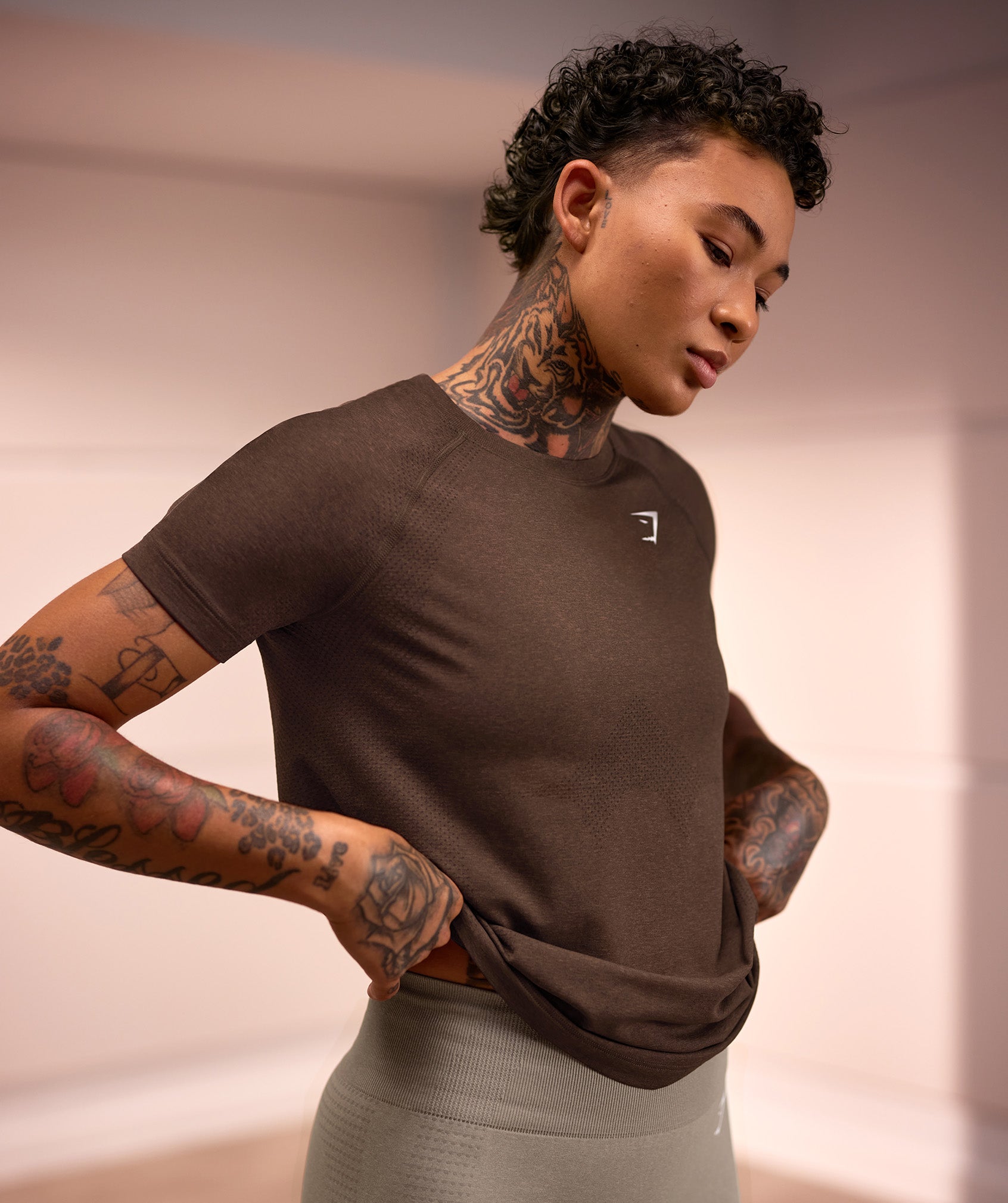 Women's Gymshark Vital Light T-Shirt Espresso Marl