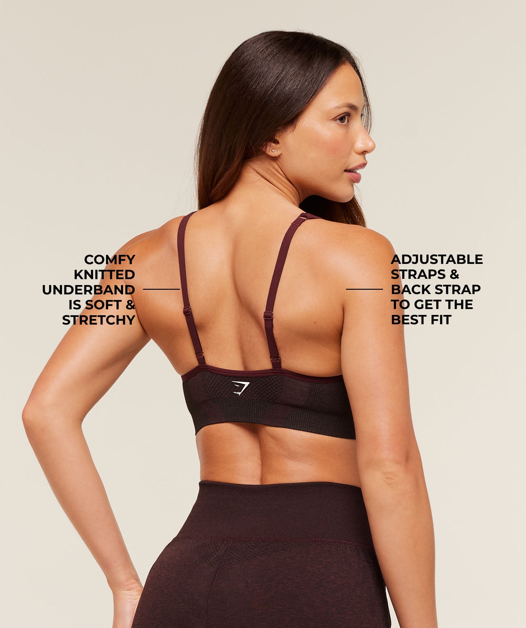 Women's Gymshark Vital V Neck Sports Bra Rich Maroon