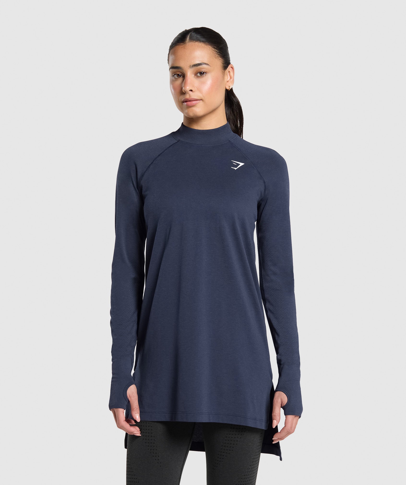 Women's Gymshark Vital Long Line Top Heavy Blue Marl