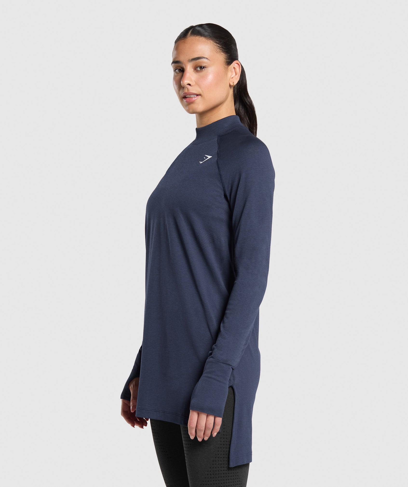 Women's Gymshark Vital Long Line Top Heavy Blue Marl