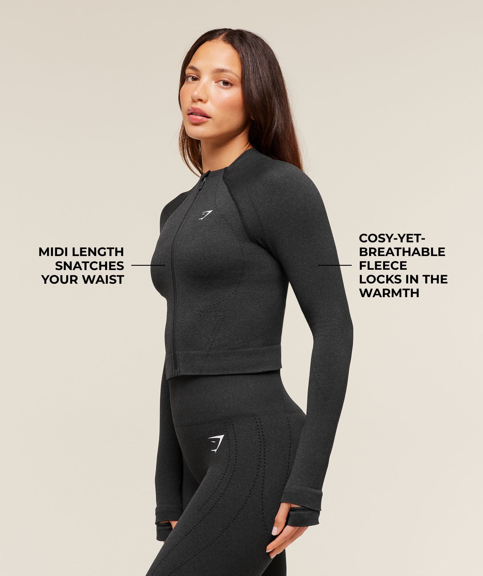 Women's Gymshark Vital Warm Jacket Black Marl