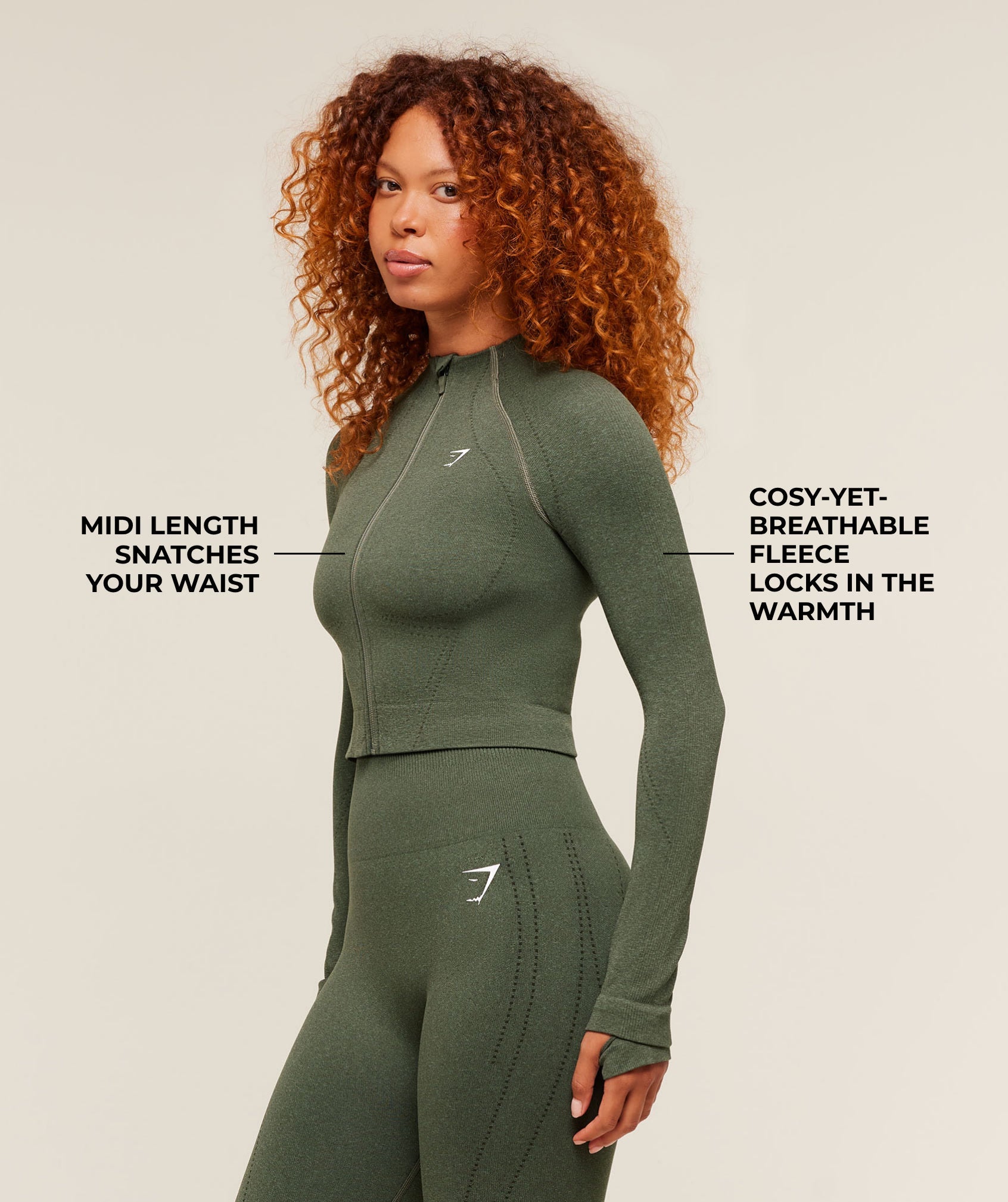 Women's Gymshark Vital Warm Jacket Base Green