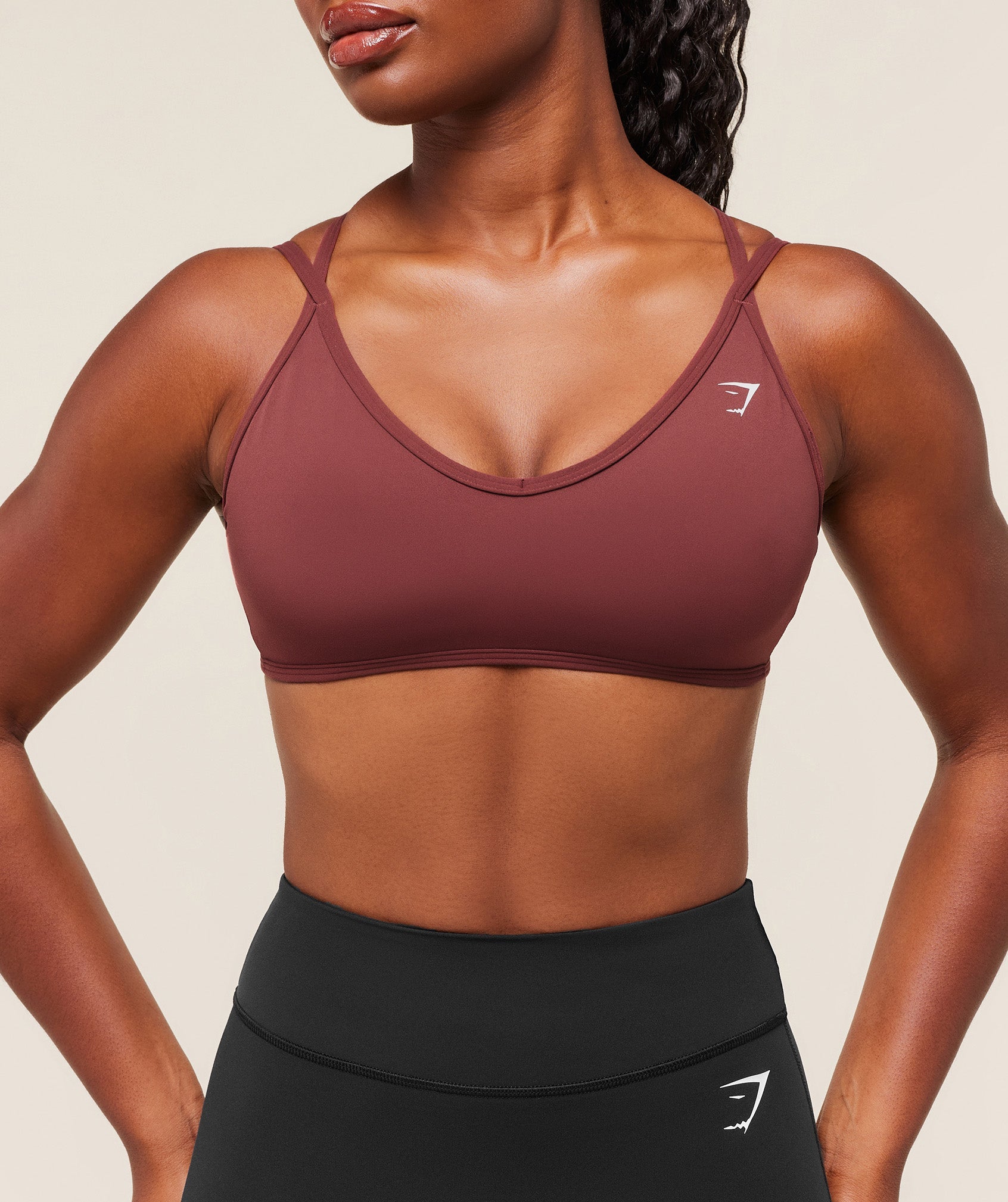Women's Gymshark Back Gains Sports Bra Burgundy Brown