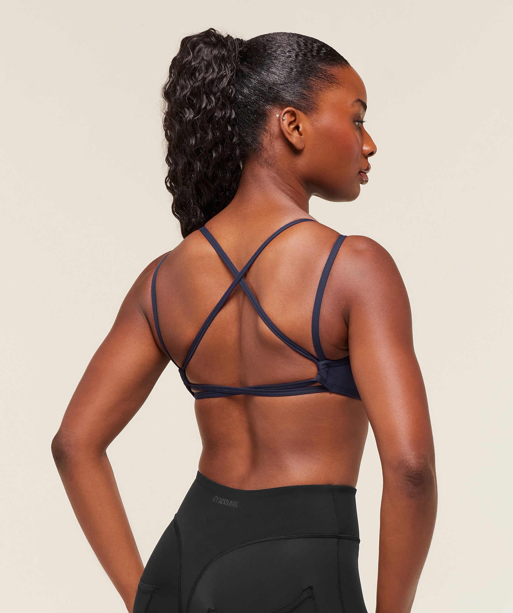 Women's Gymshark Back Gains Sports Bra Heavy Blue