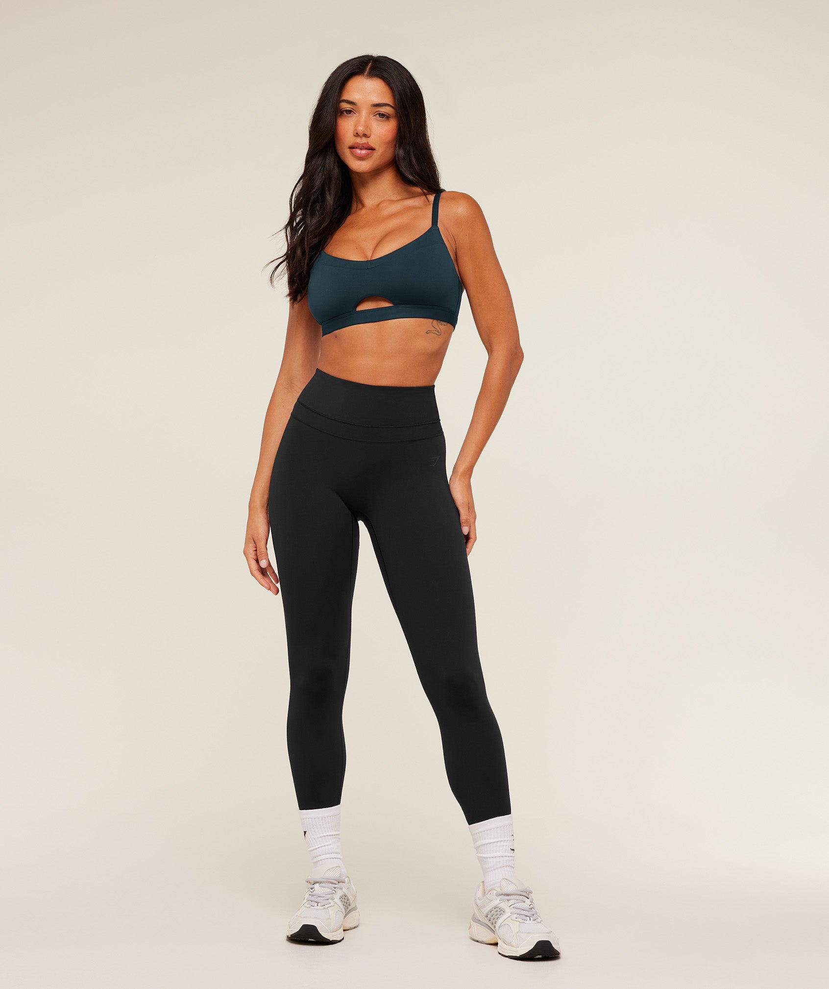Women's Gymshark Balcony Peekaboo Sports Bra Deep Petrol Blue