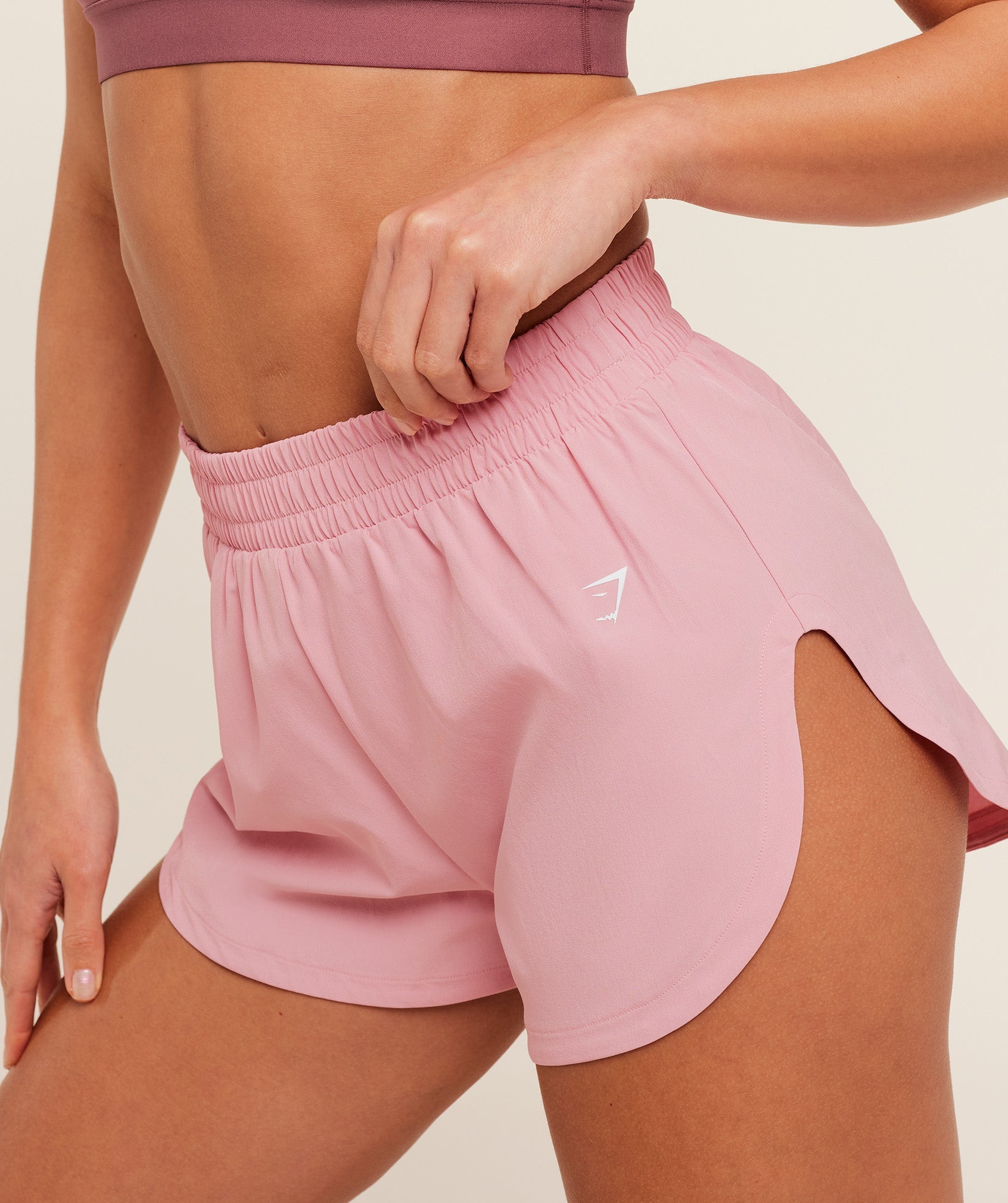 Women's Gymshark Interval High Leg Shorts Light Pink