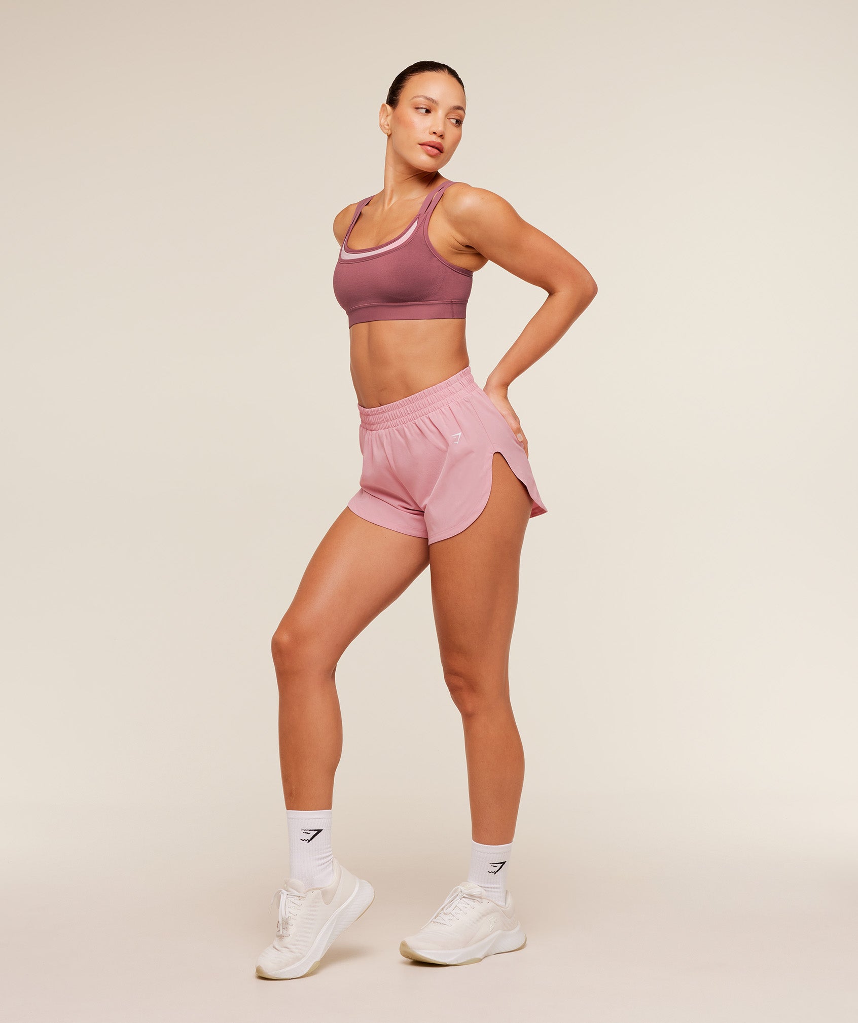 Women's Gymshark Interval High Leg Shorts Light Pink