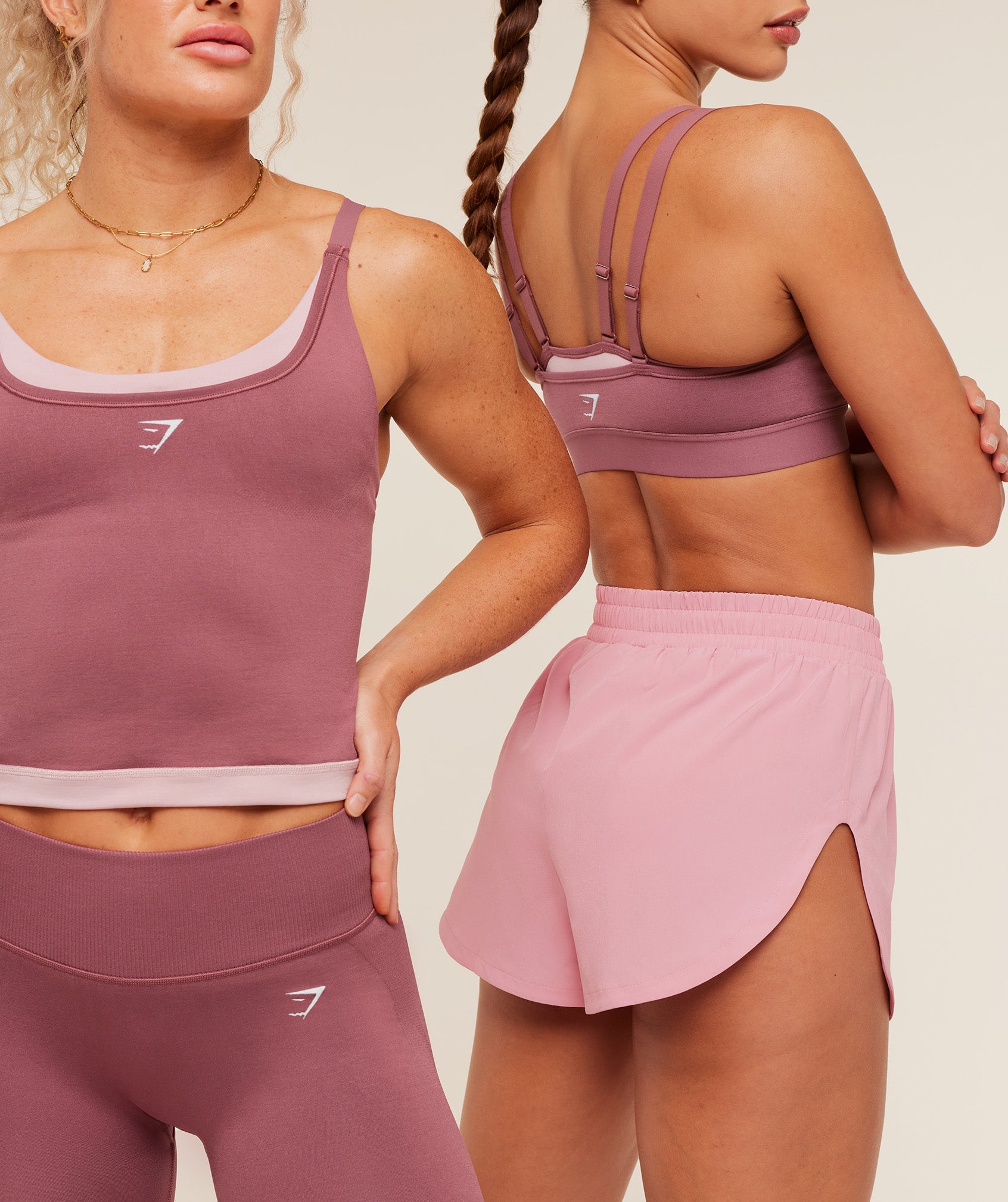 Women's Gymshark Interval High Leg Shorts Light Pink