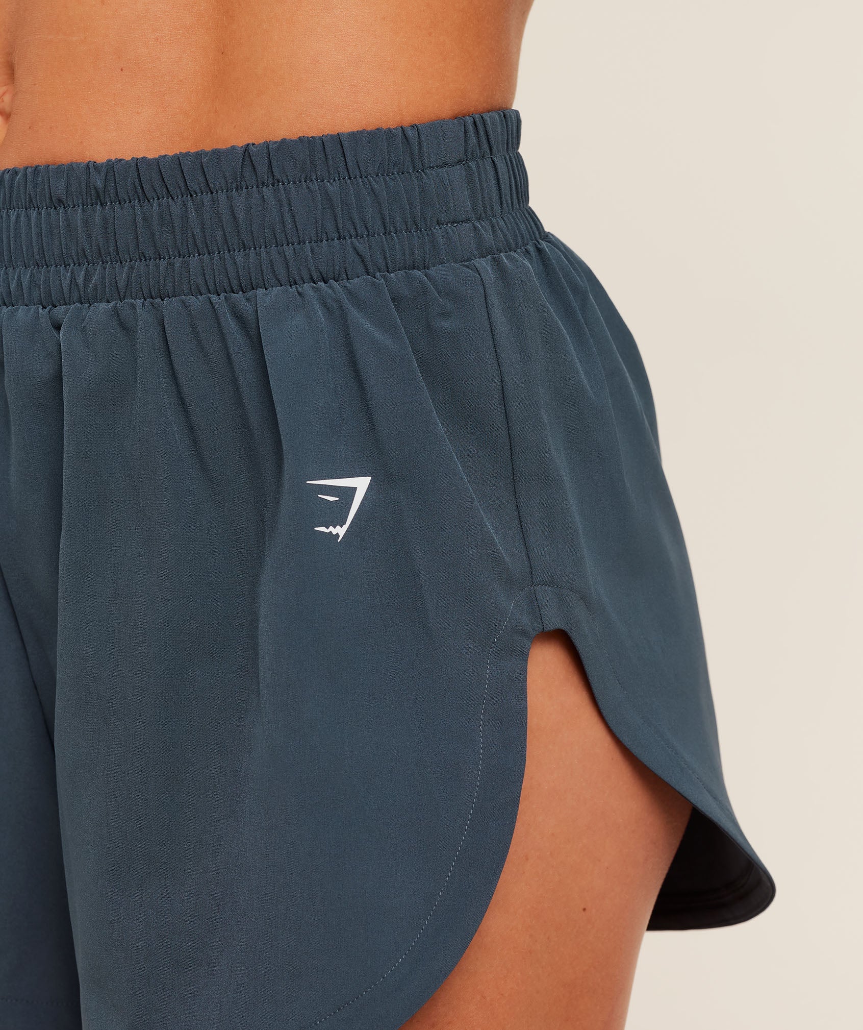 Women's Gymshark Interval High Leg Shorts Stealth Blue