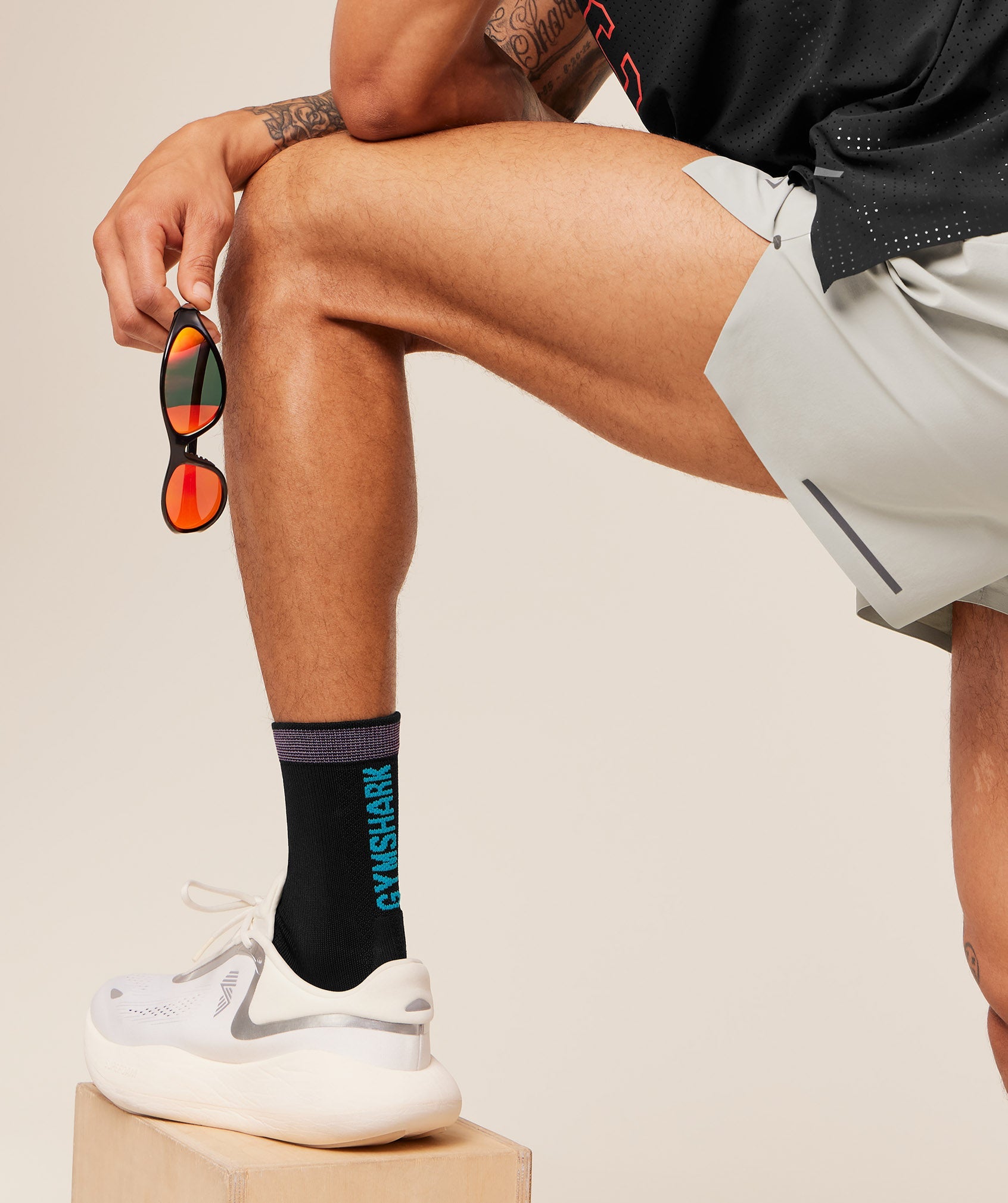 Women's Gymshark Running Elite Crew Sock Single Black