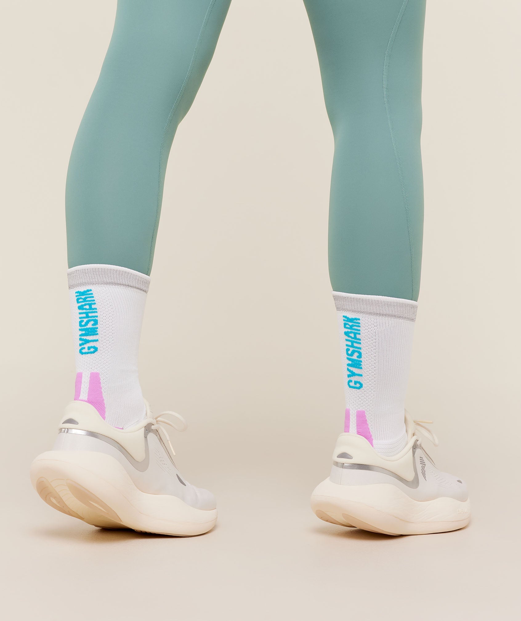 Women's Gymshark Running Elite Crew Sock Single White