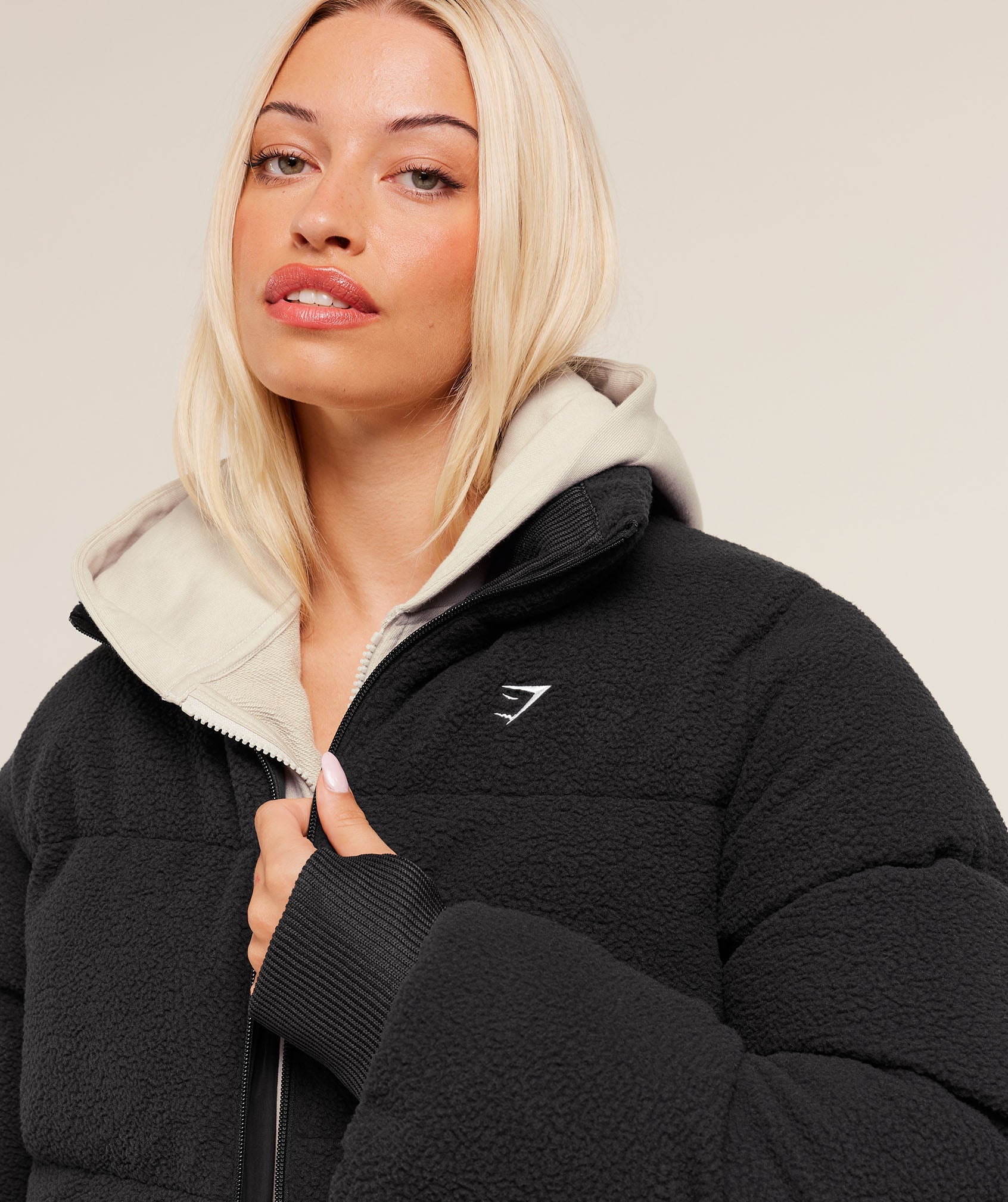Women's Gymshark Sherpa Puffer Jacket Black