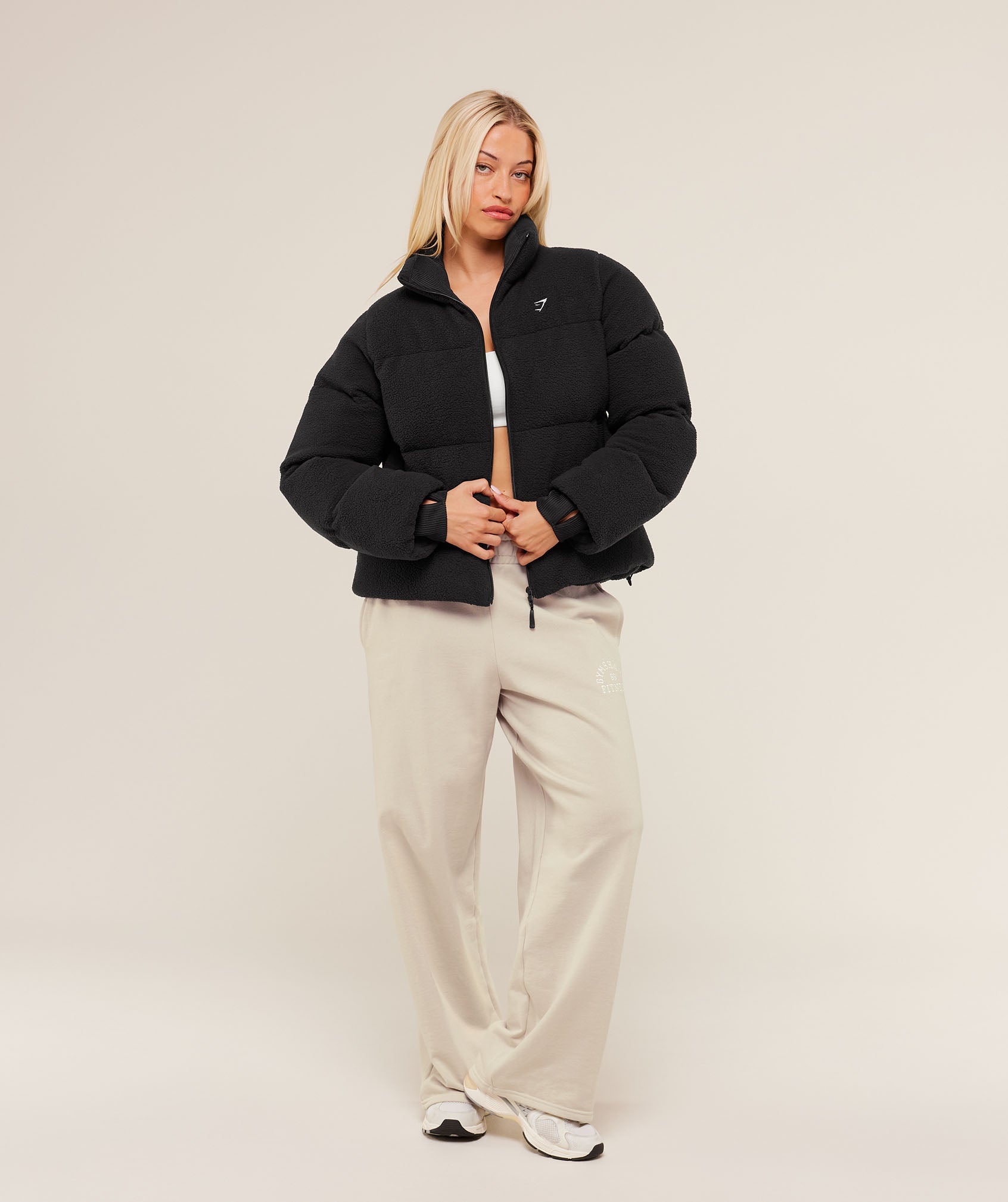 Women's Gymshark Sherpa Puffer Jacket Black