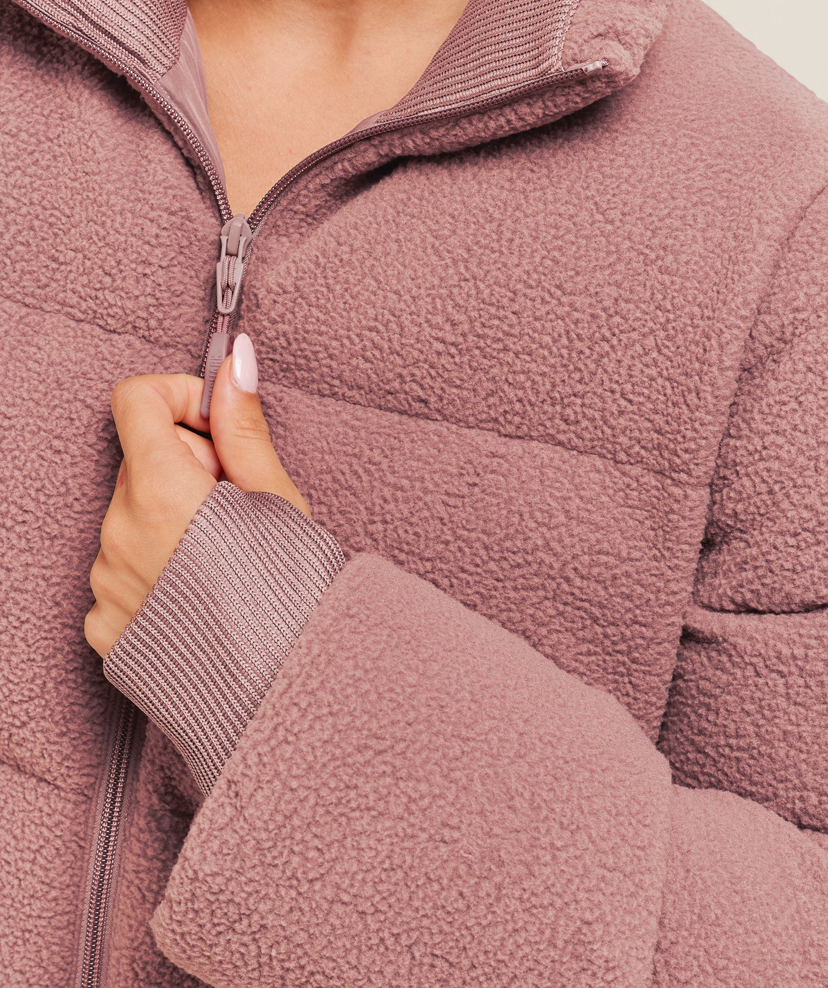 Women's Gymshark Sherpa Puffer Jacket Chestnut Pink
