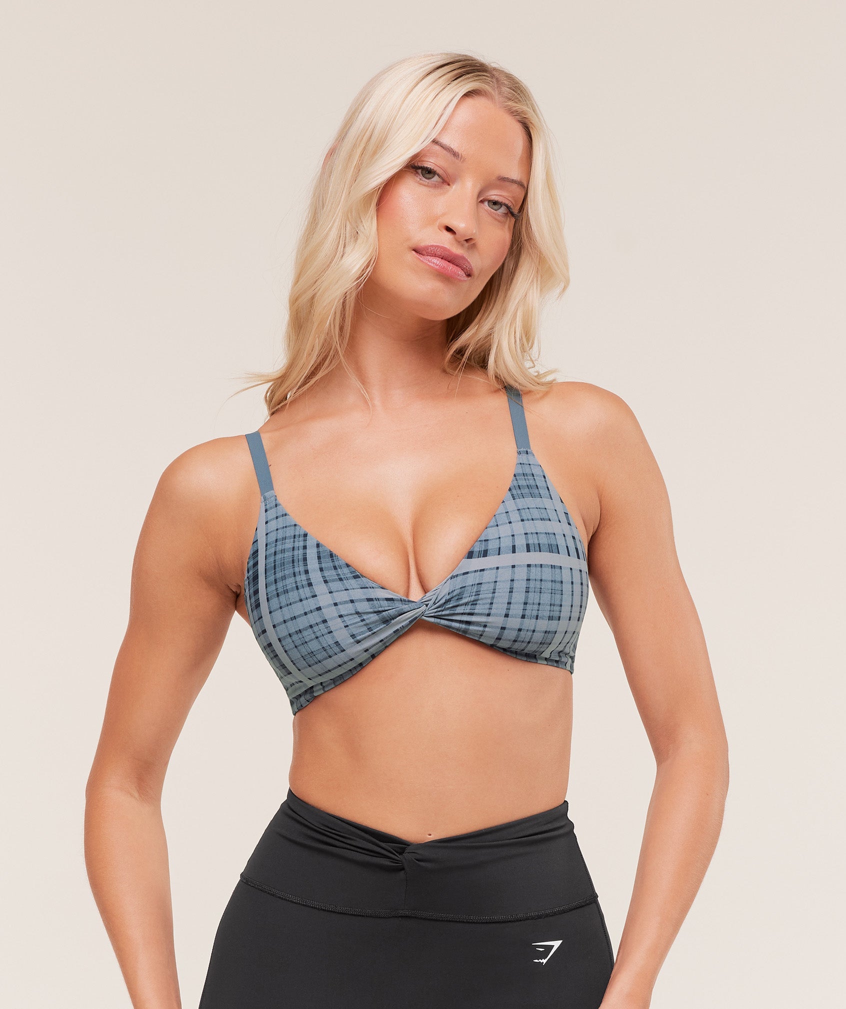 Women's Gymshark Printed Twist Front Bralette Denim Grey
