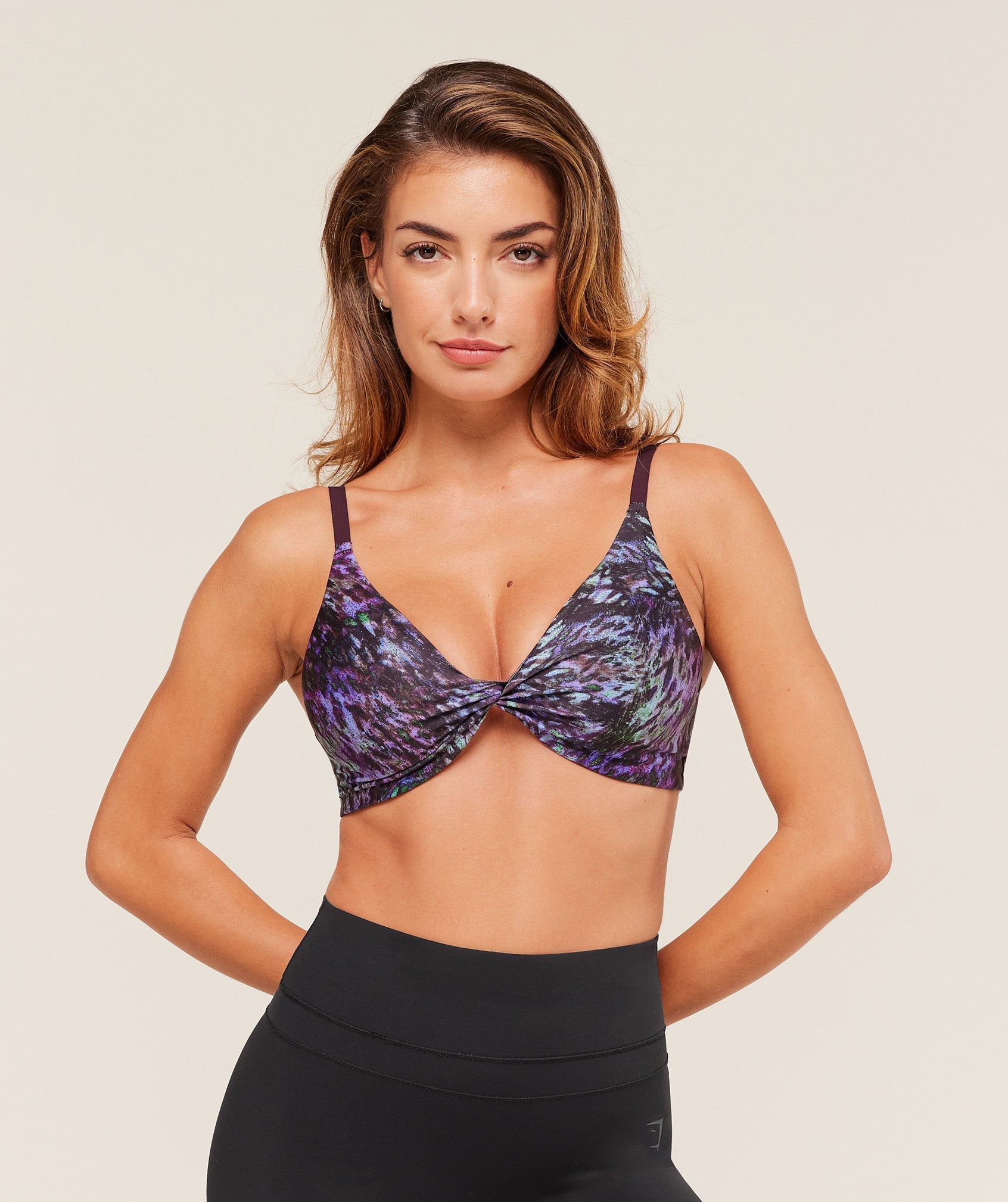 Women's Gymshark Printed Twist Front Bralette Morning Blue