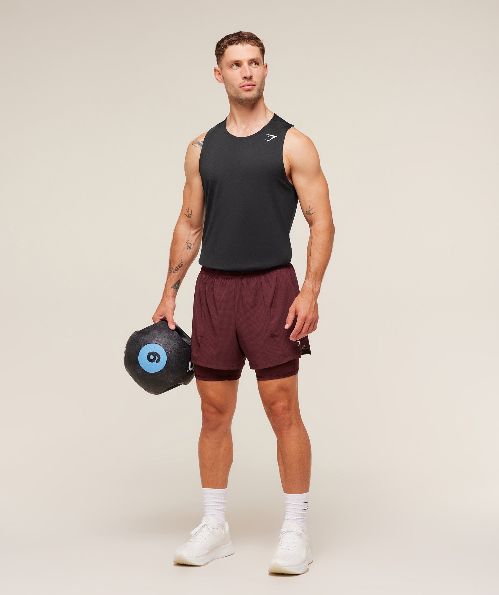 Gymshark Running 4" 2In1 Shorts Rich Maroon