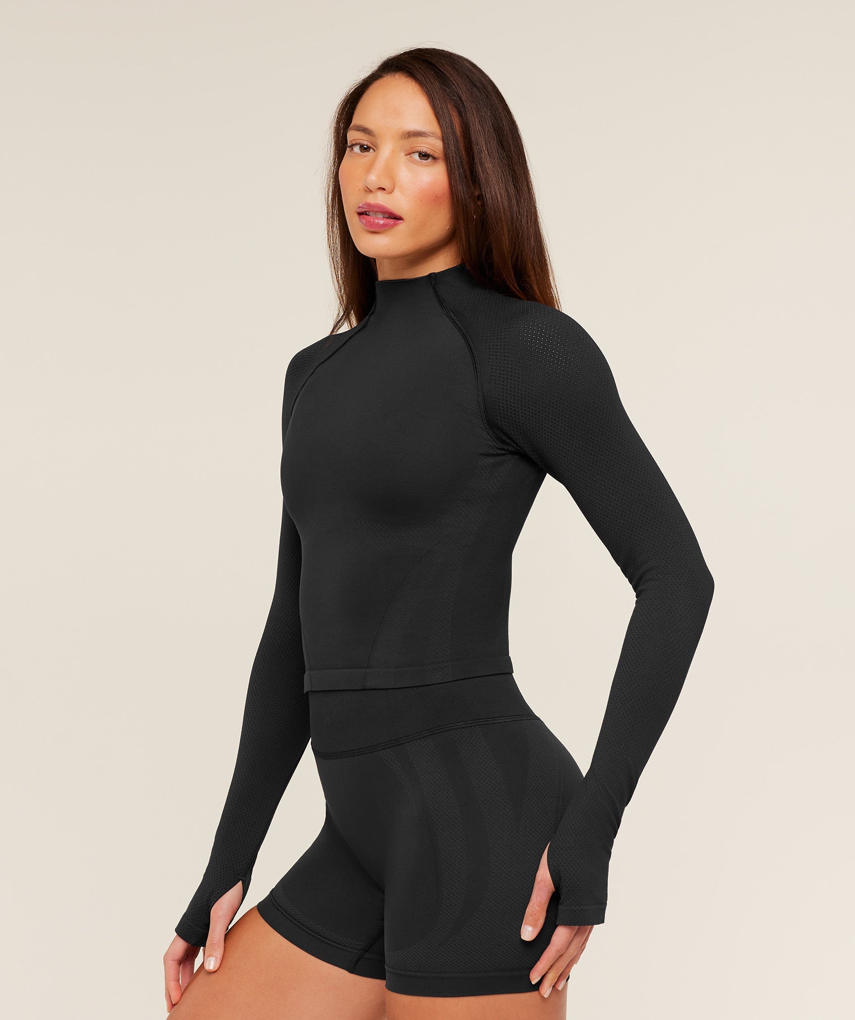 Women's Gymshark Weekend Seamless Long Sleeve Top Gs Black