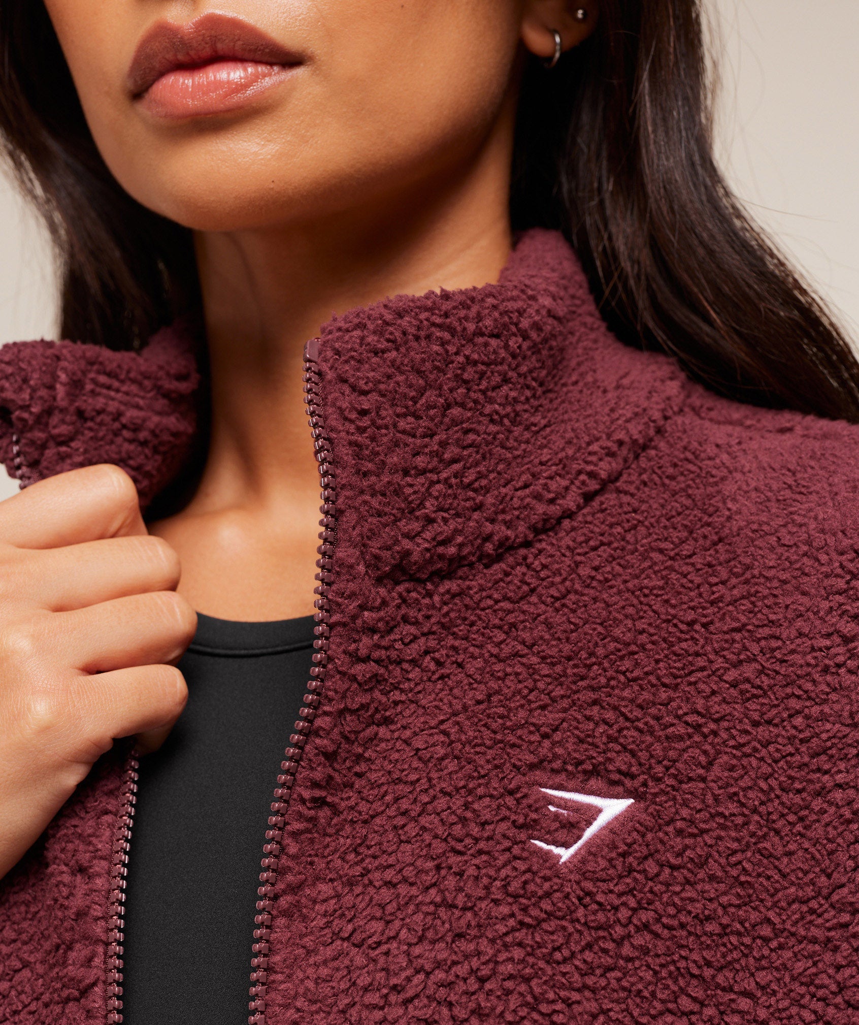 Women's Gymshark Sherpa Gilet Rich Maroon