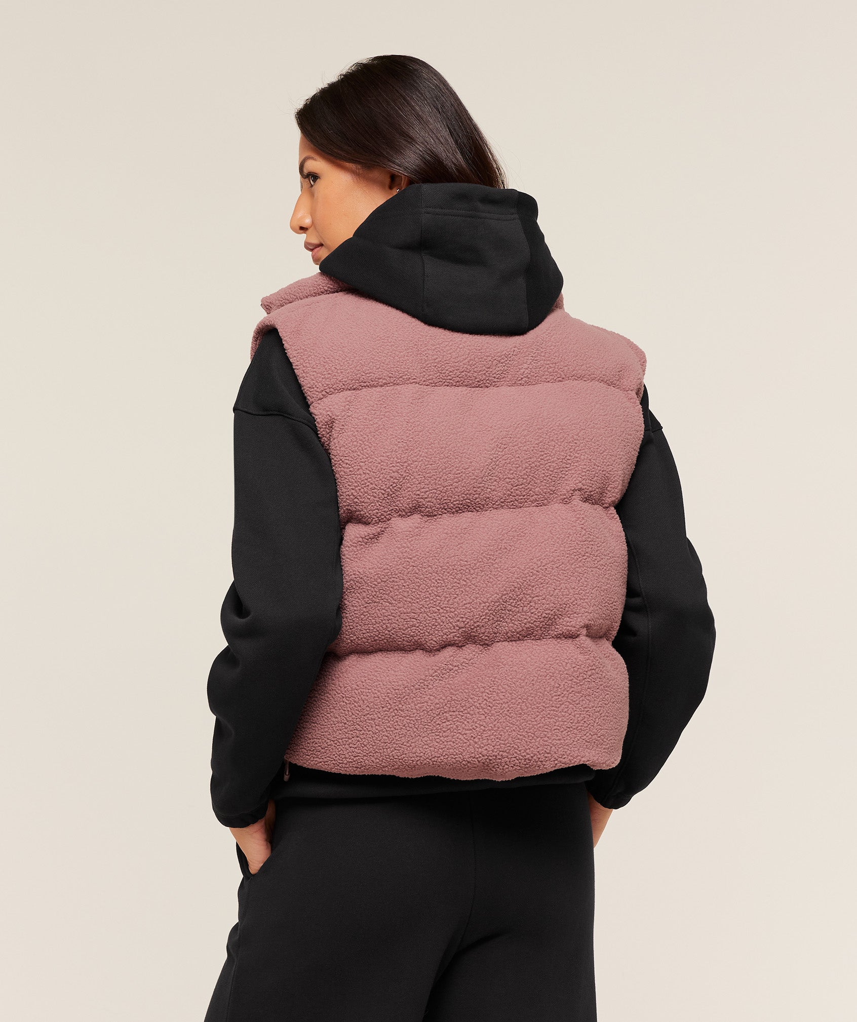 Women's Gymshark Borg Puffer Vest Chestnut Pink