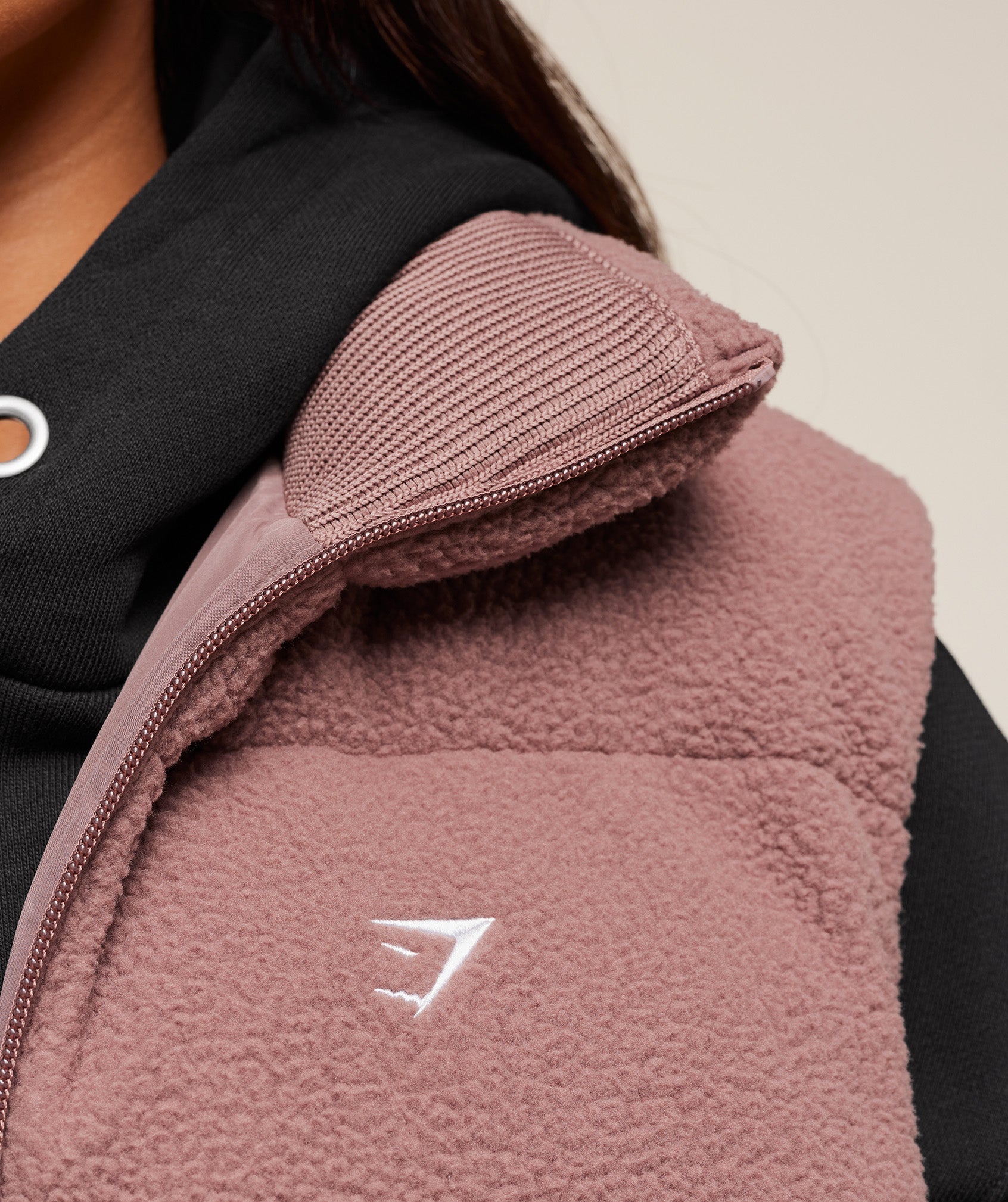 Women's Gymshark Borg Puffer Vest Chestnut Pink