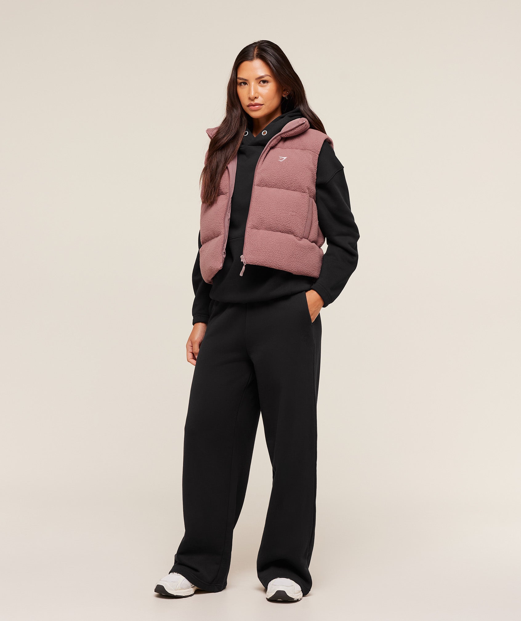 Women's Gymshark Borg Puffer Vest Chestnut Pink