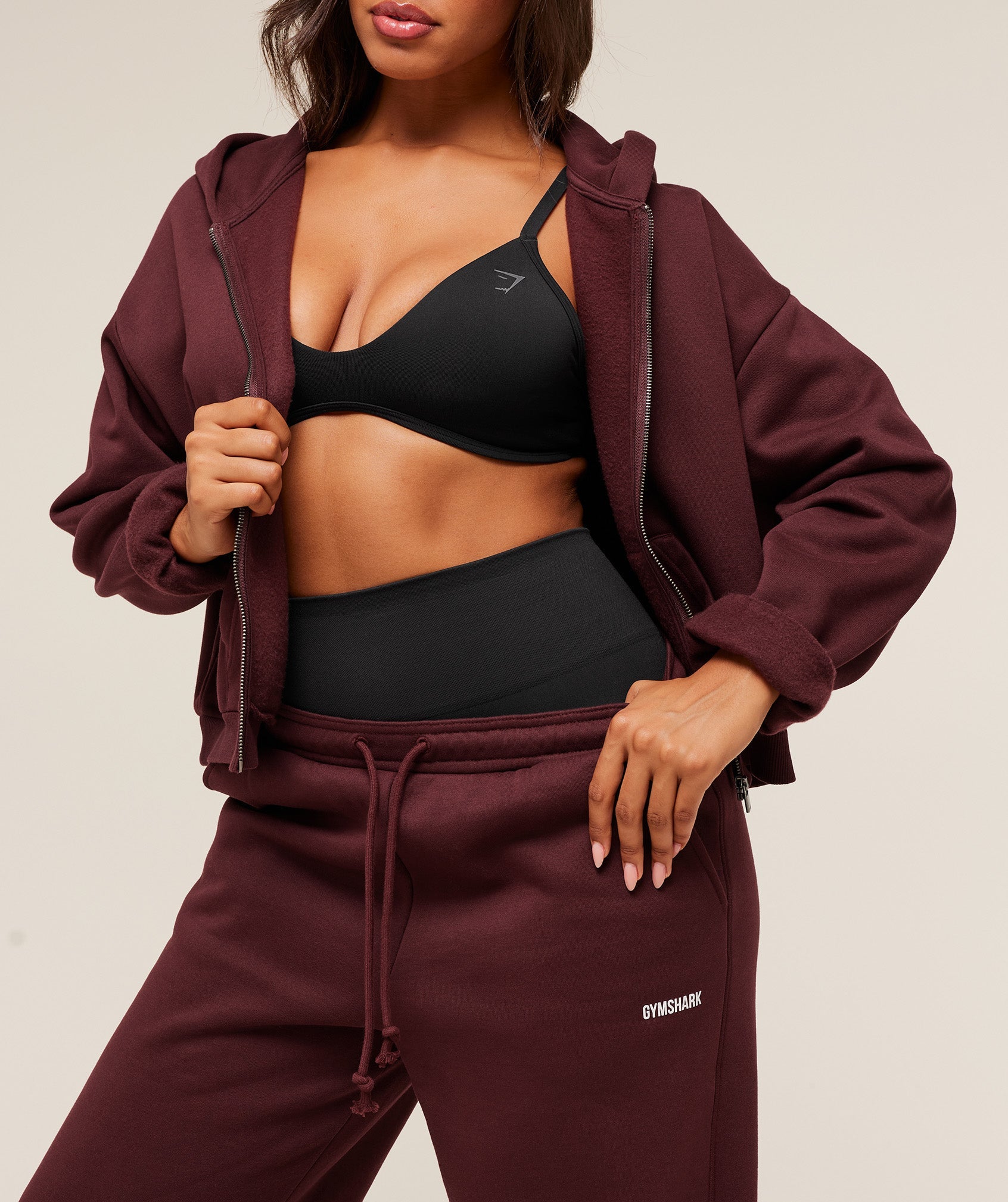 Women's Gymshark Cosy Luxe Straight Leg Regular Joggers Rich Maroon